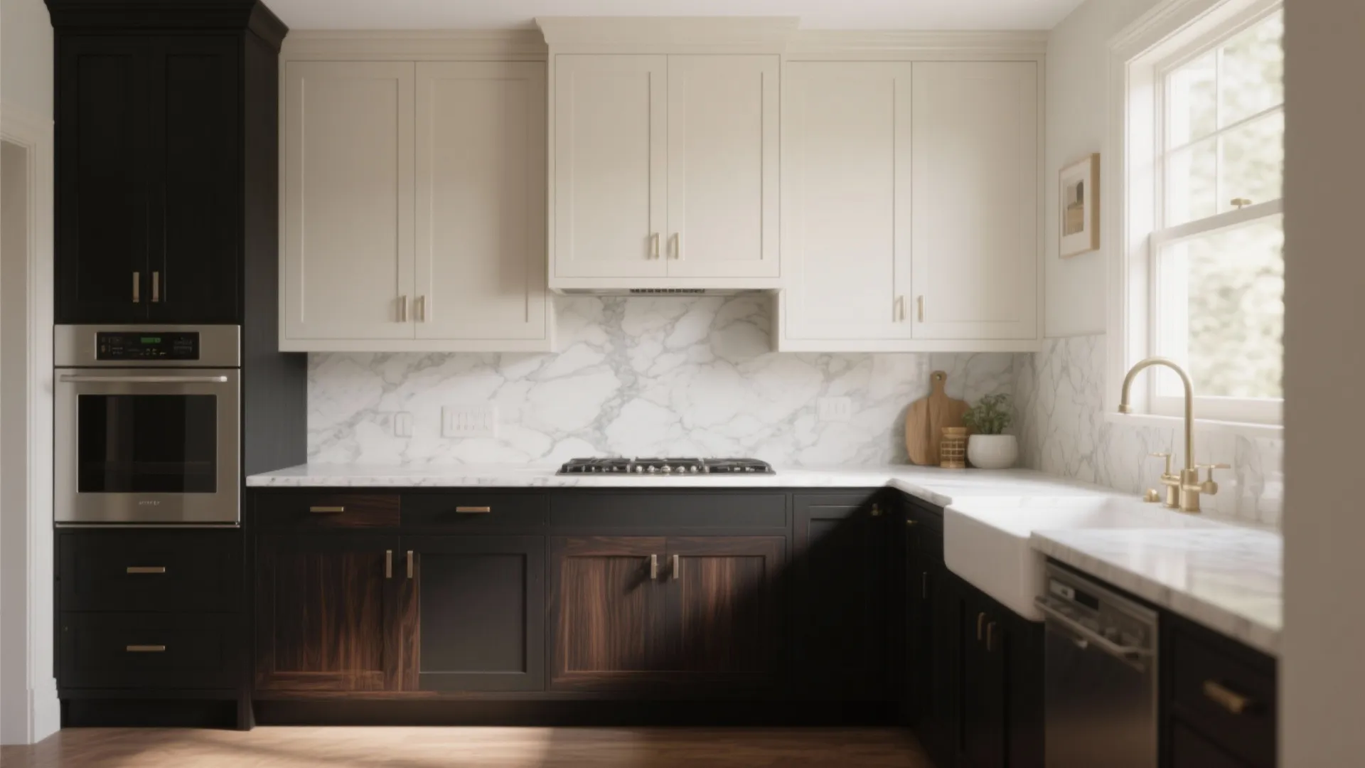 3. Two-Tone Kitchens: Walnut Base with Painted Uppers