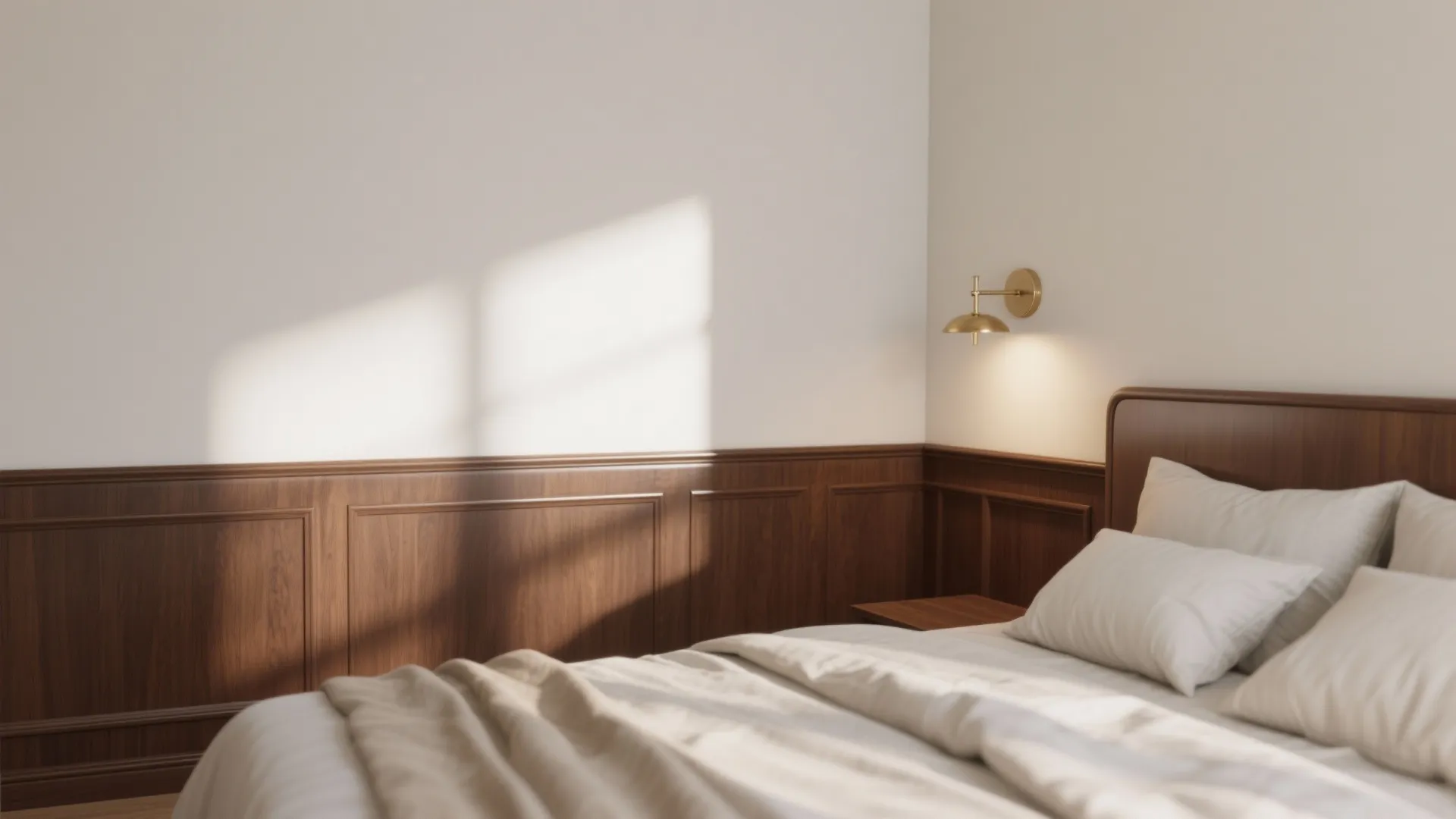 Half-Height Walnut Wainscoting (With Light Walls Above)