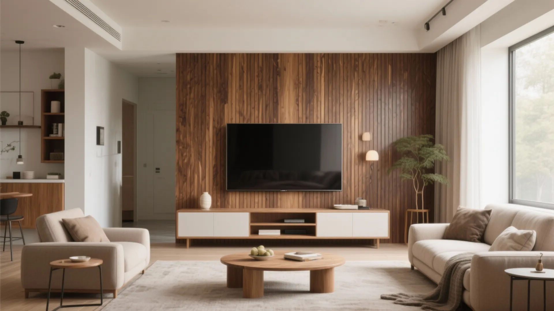 3. Wood Panel Accent Wall