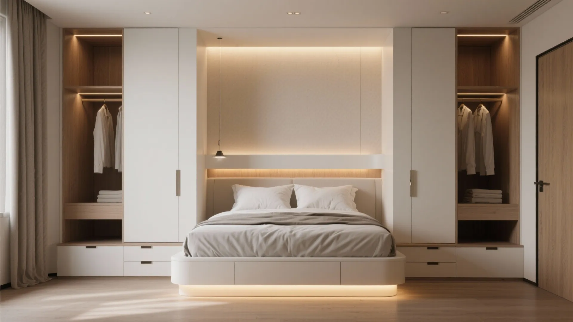 Wall Bed with Wardrobe and Hidden Lighting