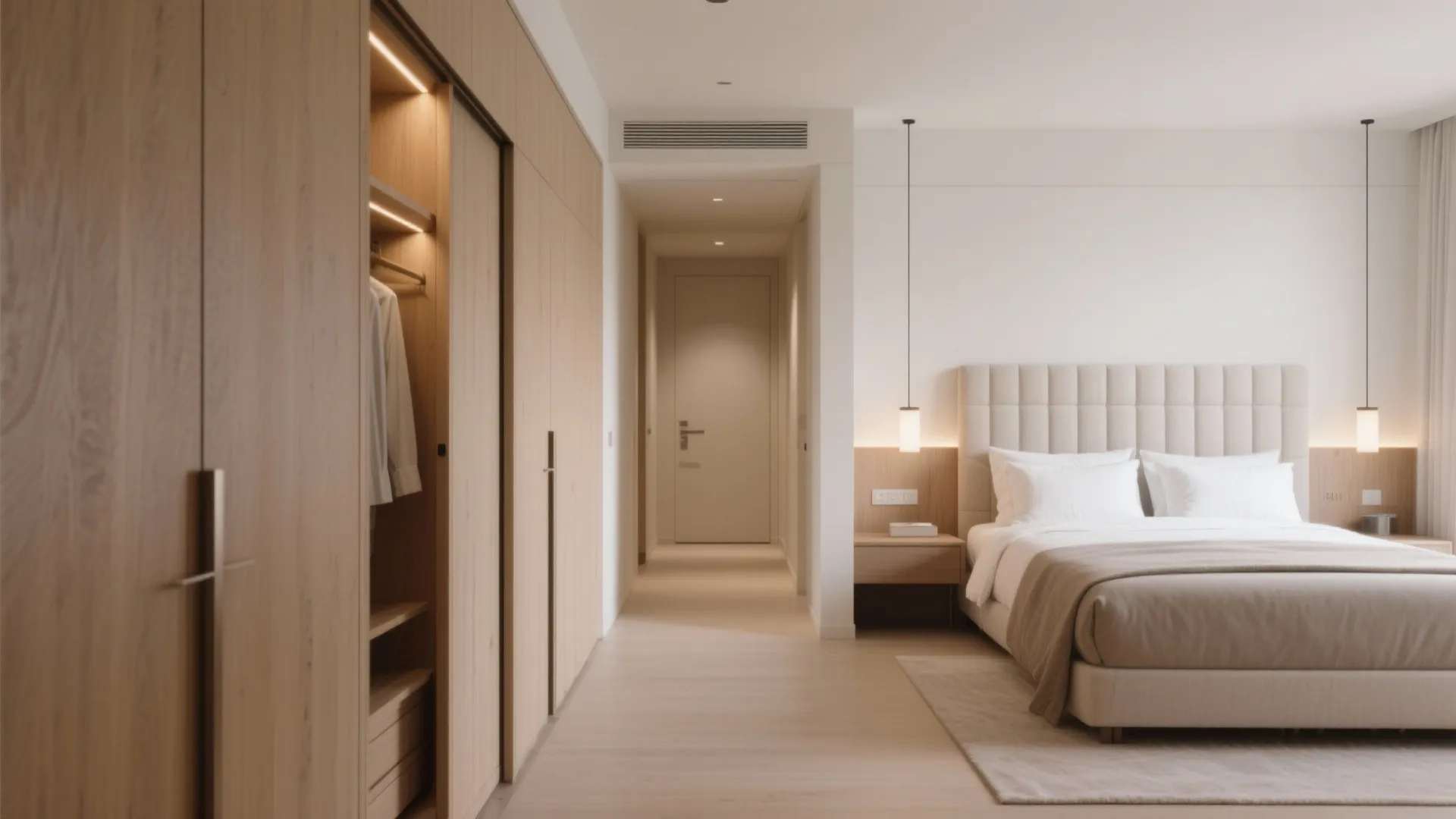 3) A Quiet Primary Suite With a Wardrobe Corridor