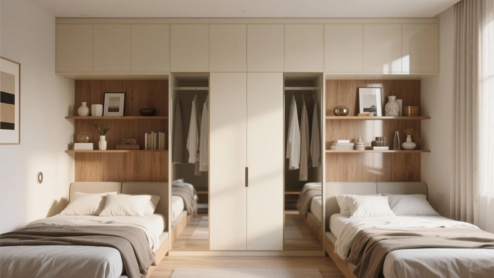 Idea 4: Built-in wardrobes that double as a room divider