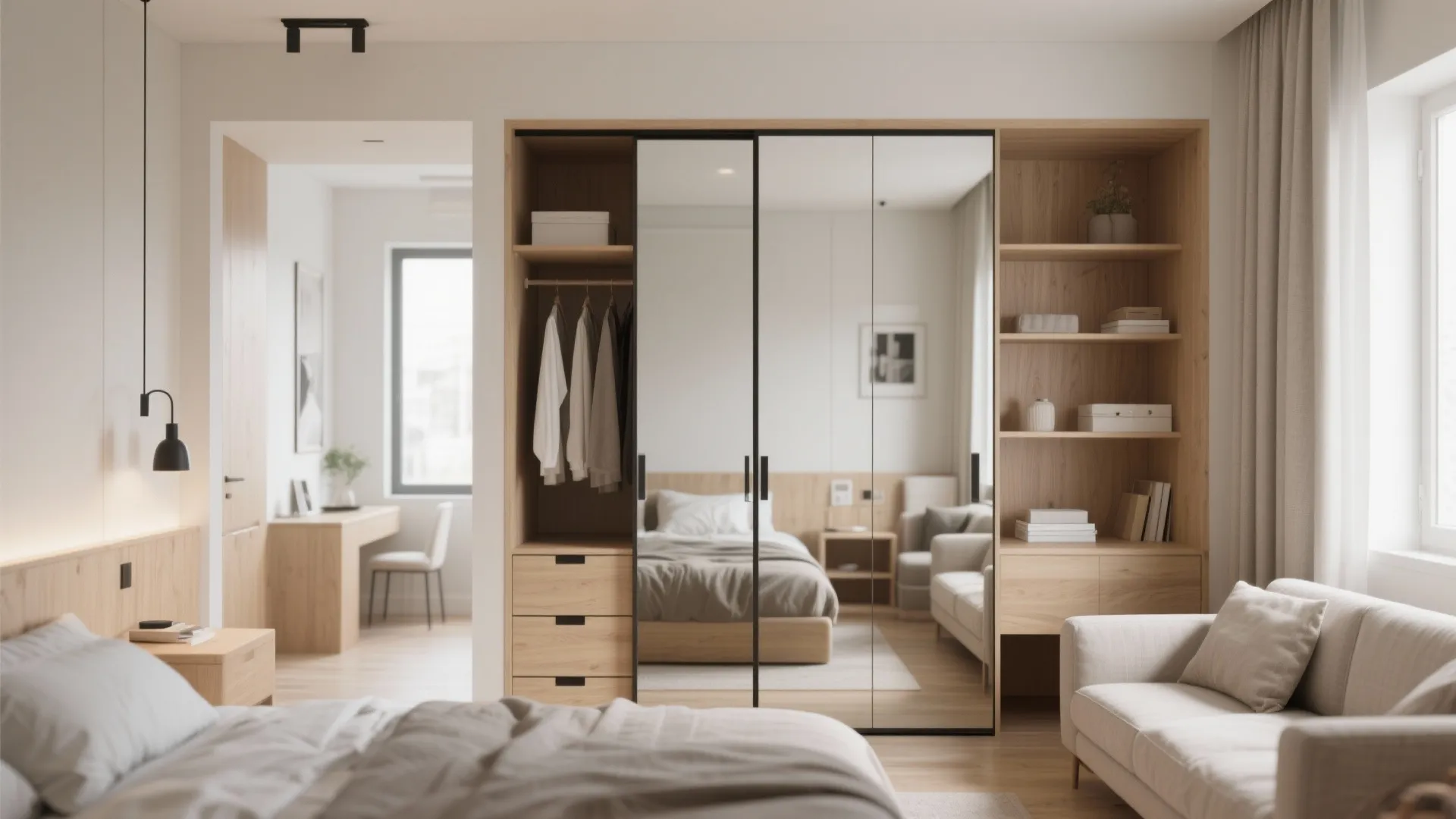 3. Multi-purpose wardrobe that doubles as a room divider