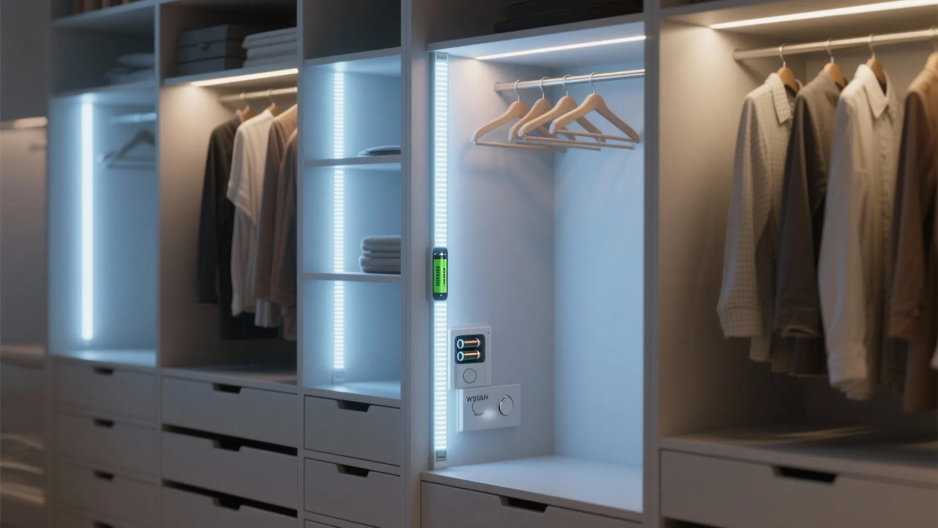 4. Dimmable stick-on strips for wardrobe interiors