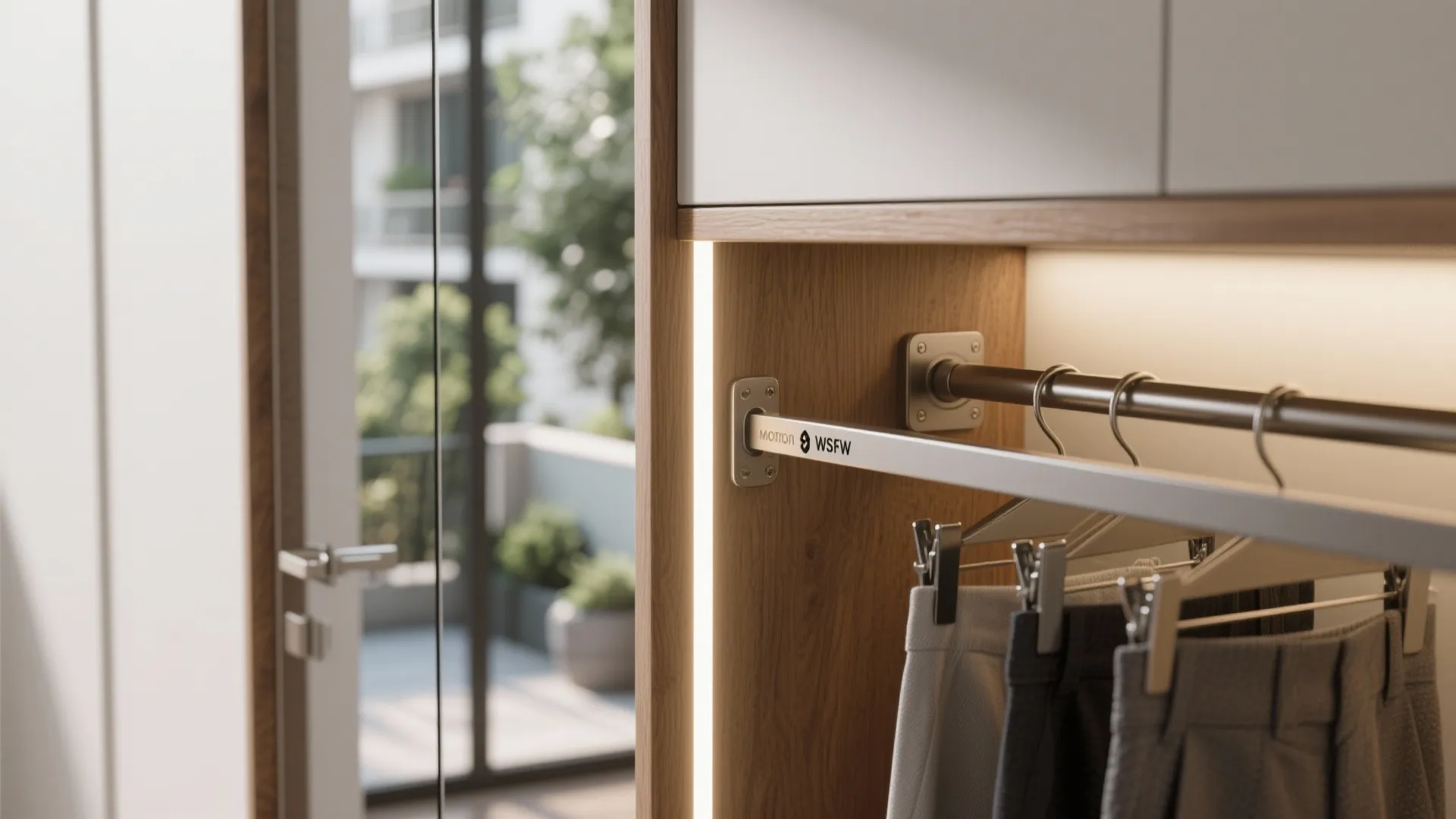 Built-in storage under the balcony line