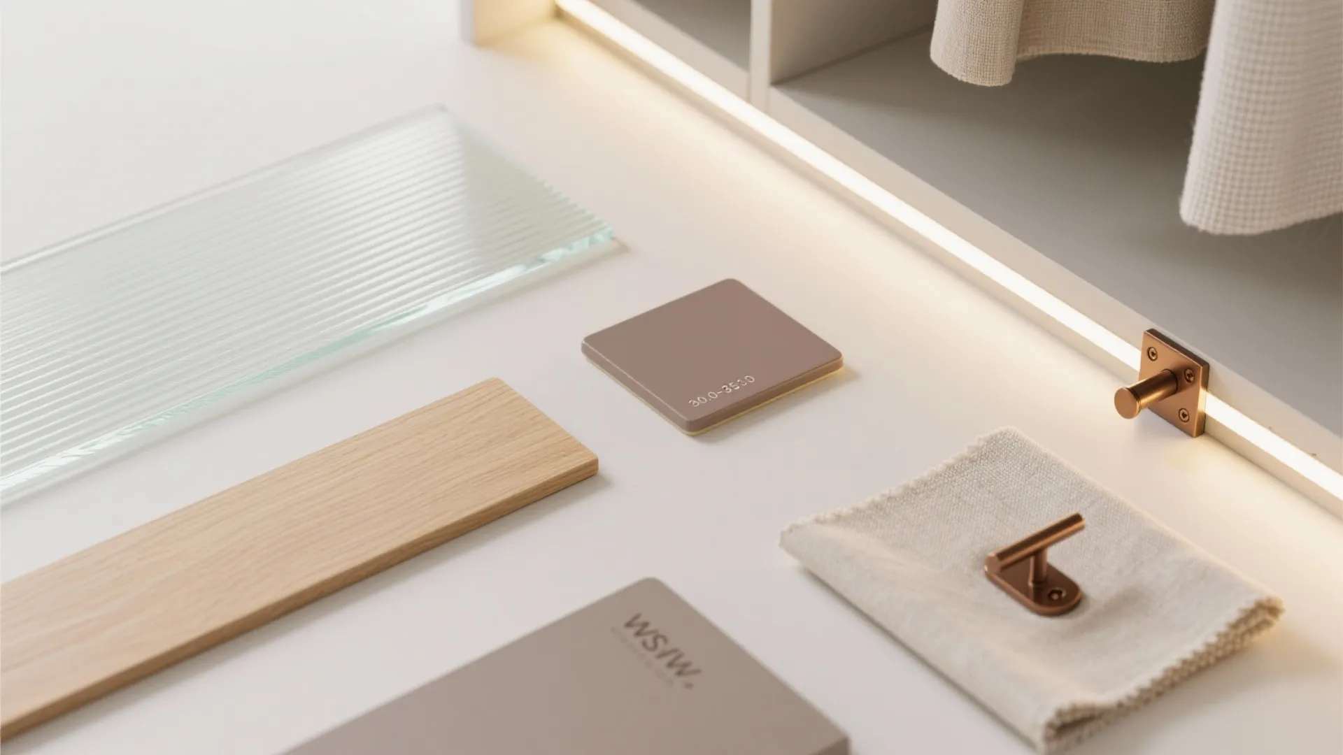 Glass wardrobe doors and bright backlighting