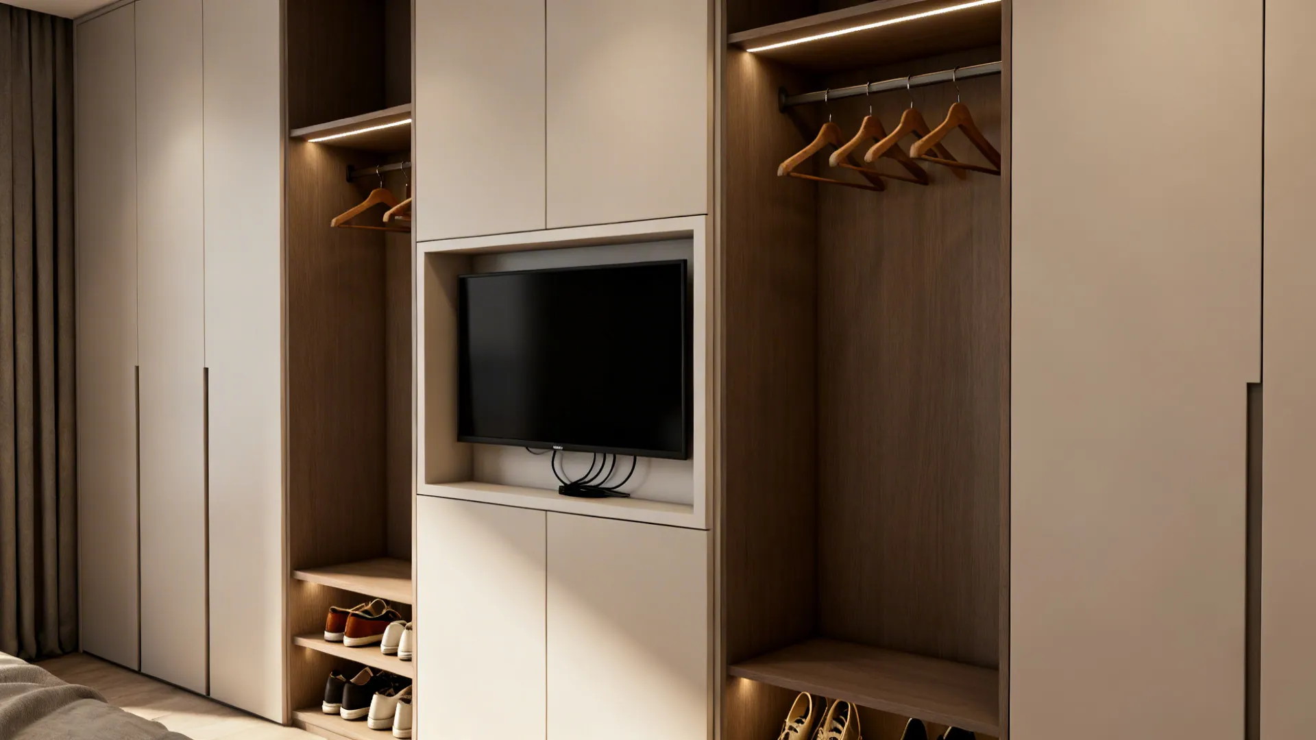 4. Multi-purpose wardrobe + media center
