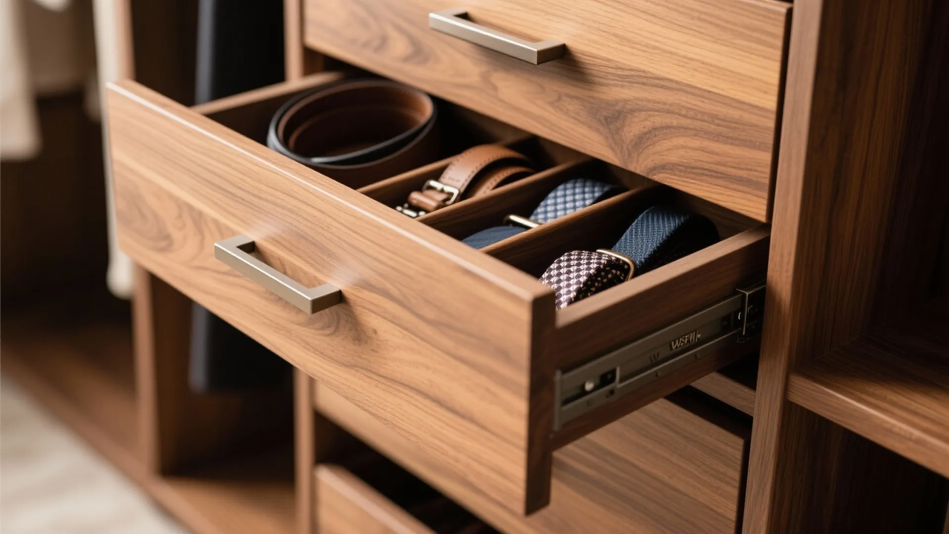 Smart Bedroom Storage with Warm Wood