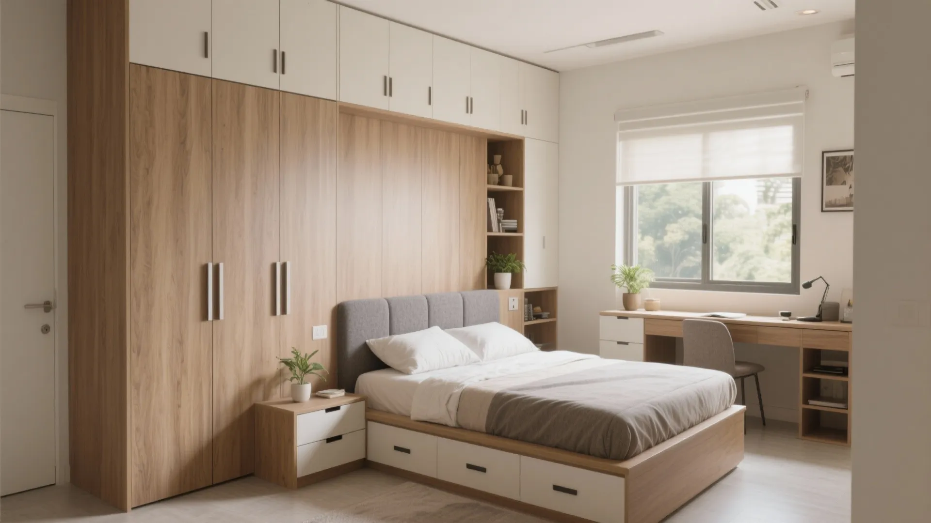 3) Sliding wardrobes and under-bed storage that disappear