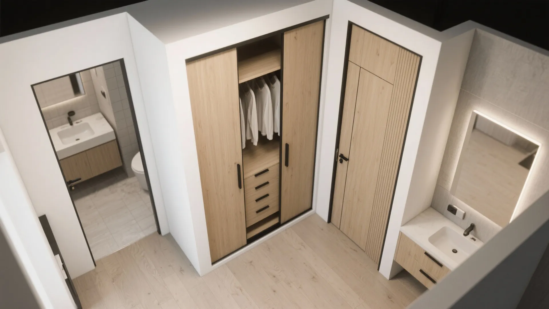 Wardrobe Layout that Protects Circulation