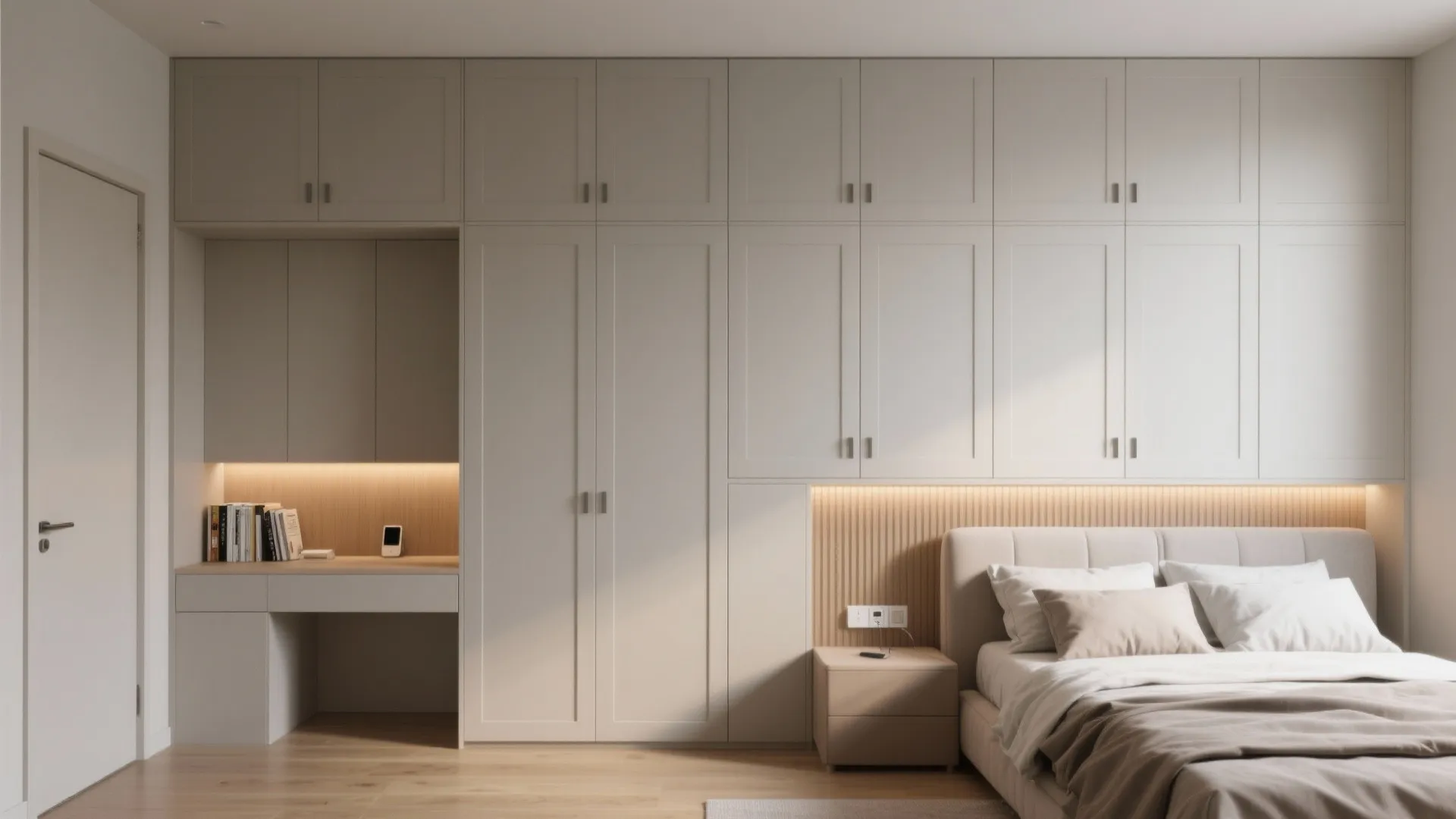 Wardrobe walls and pocket storage that declutter bedrooms