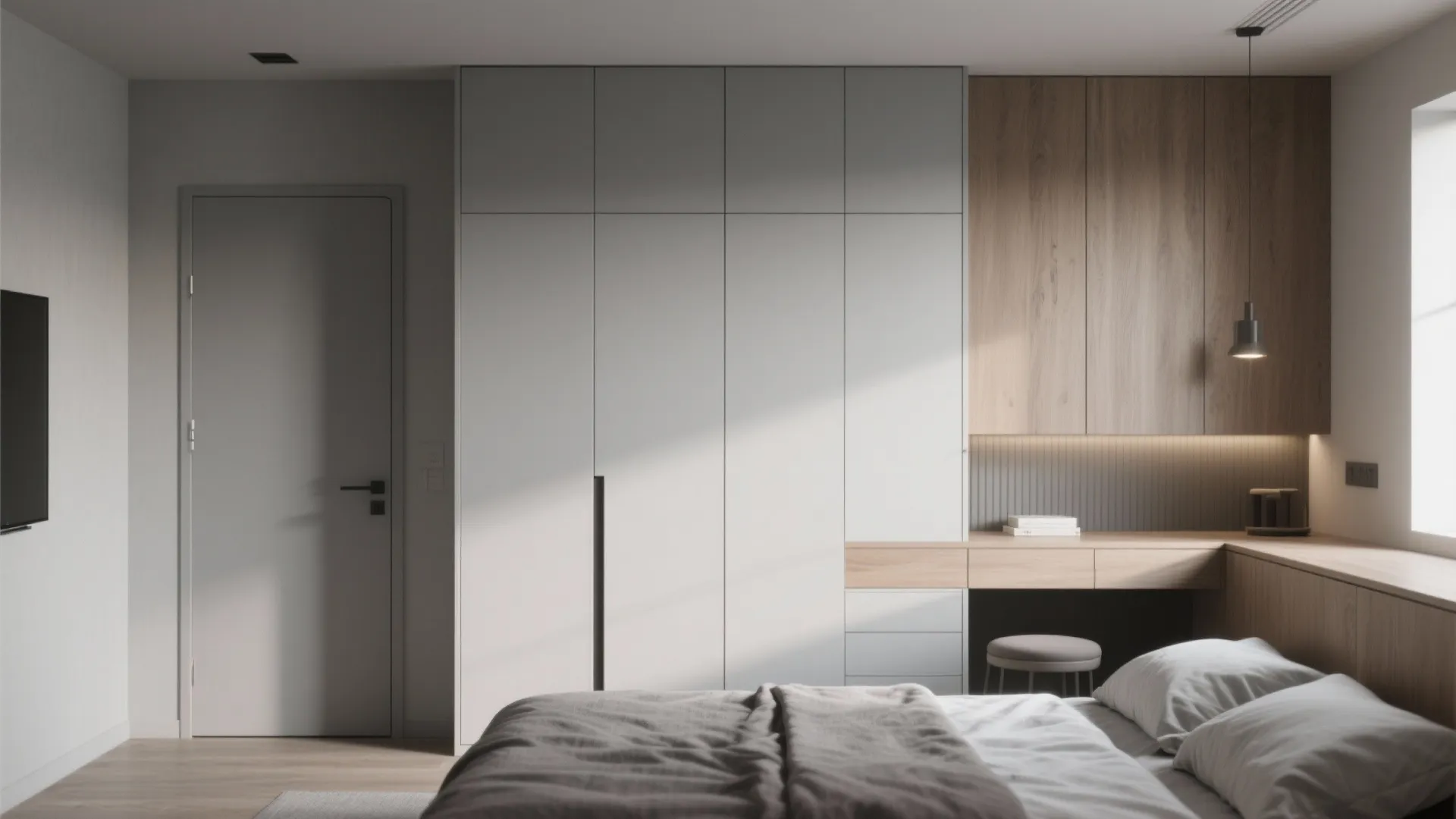 Wardrobe walls and pocket doors in bedrooms