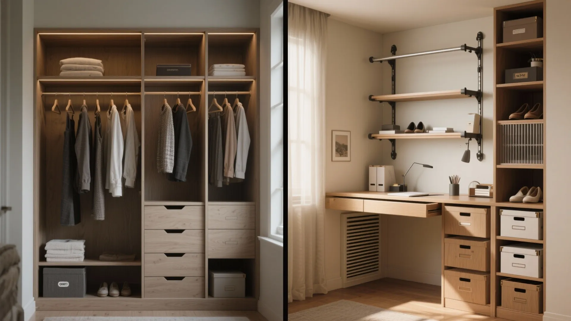 Dual-Purpose Closet: Wardrobe + Workstation