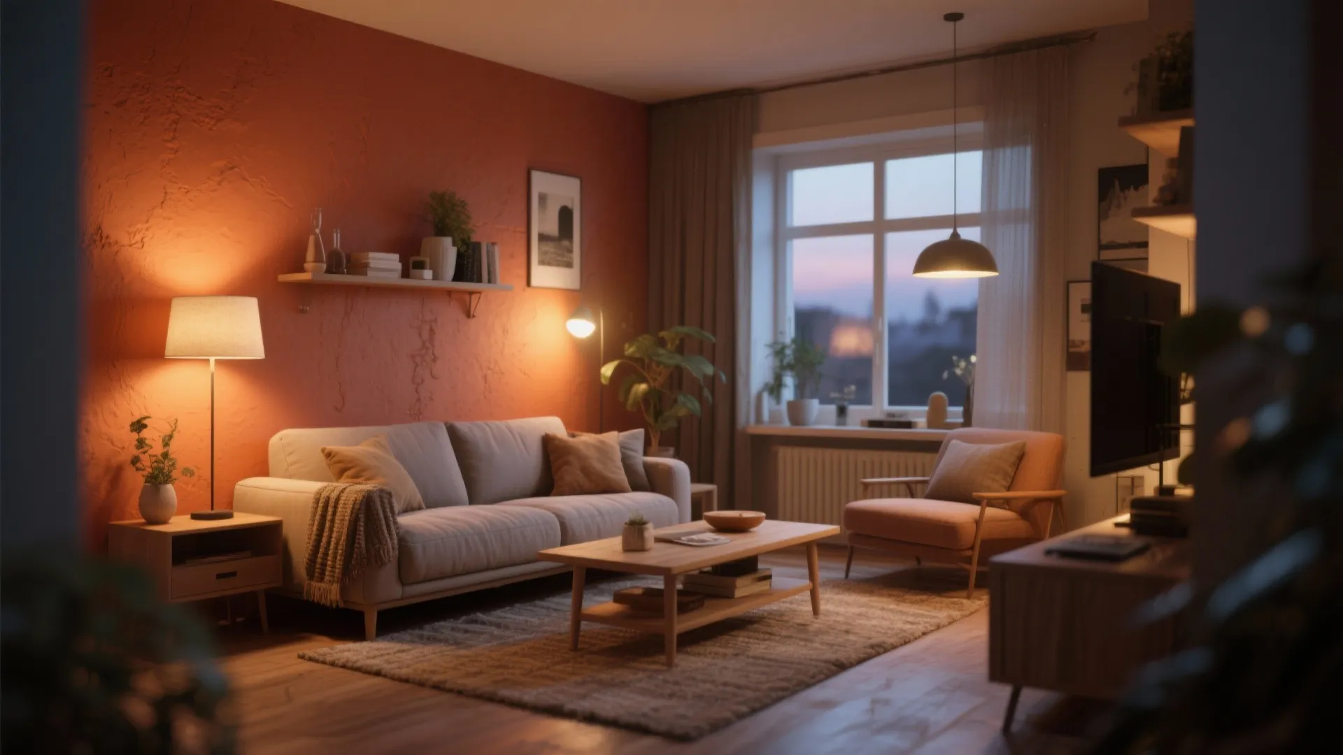 9. Accent Walls with Warm Colors