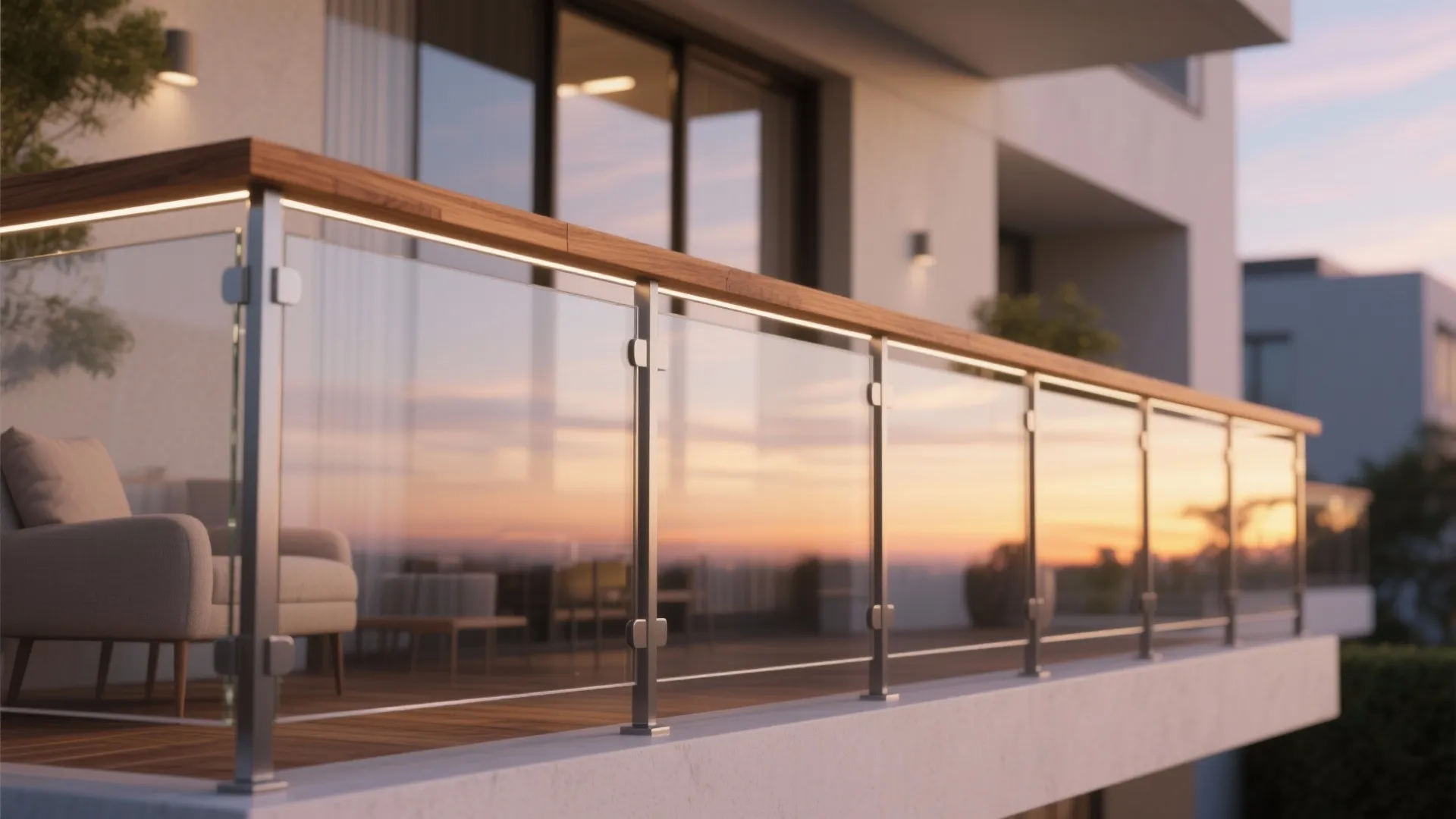 Glass + Warm Accents: Wood or Color-Matched Metal