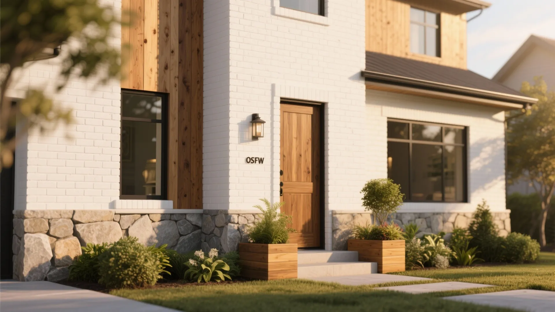 4. Pair White Brick with Warm Natural Materials