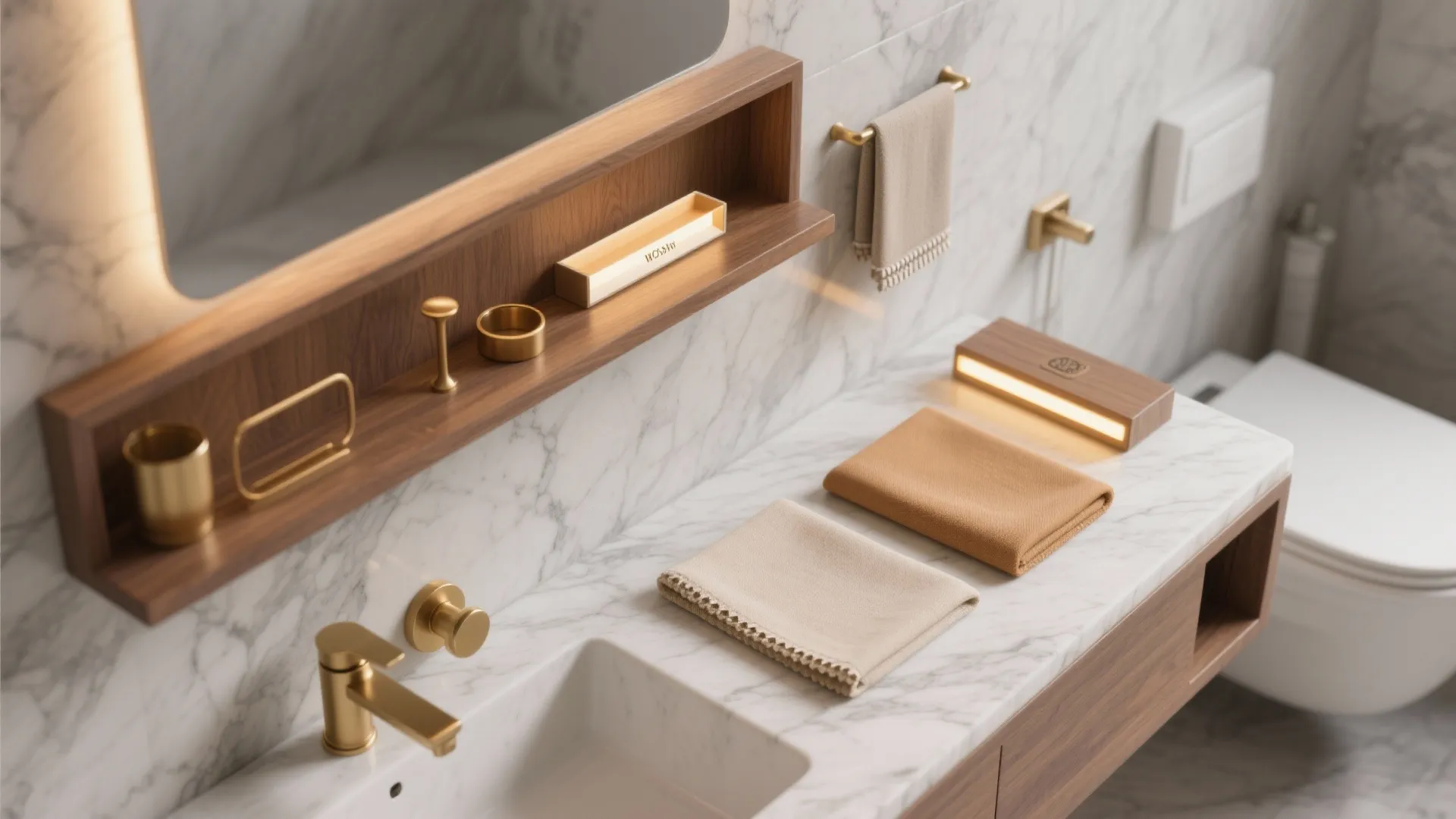 5. Warm accents and smart storage