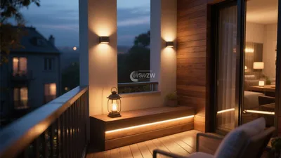 Cozy Evening Balcony Design with Warm Lighting