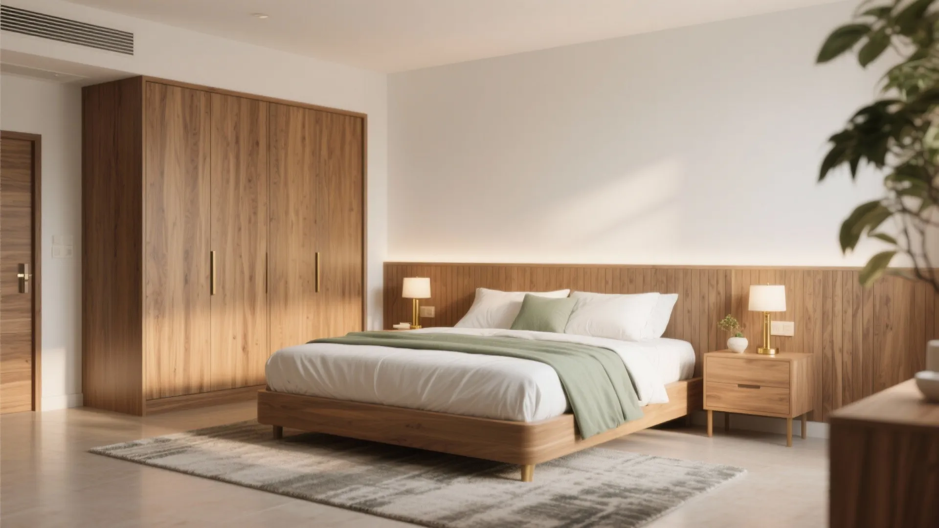 Warm wood accents in bedrooms for calm