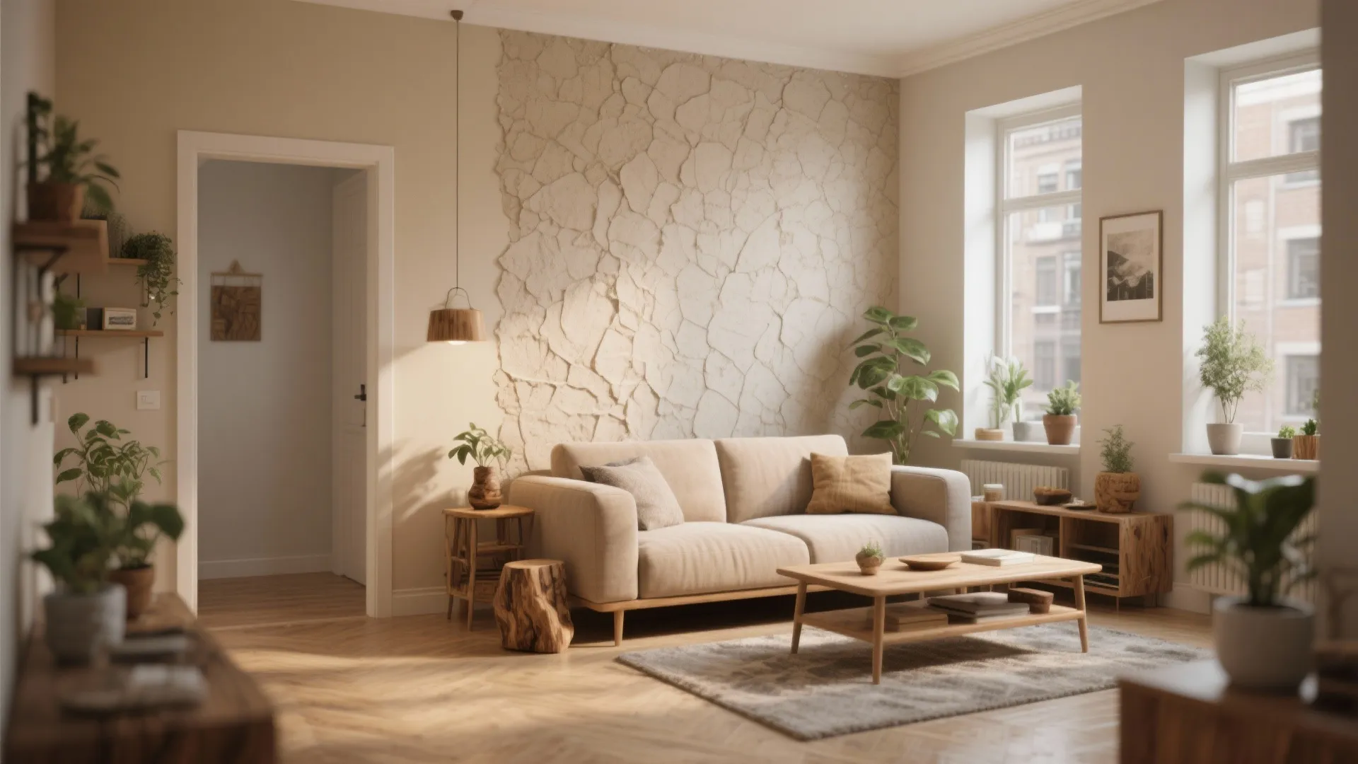 1. Warm Beige with Textured Accents