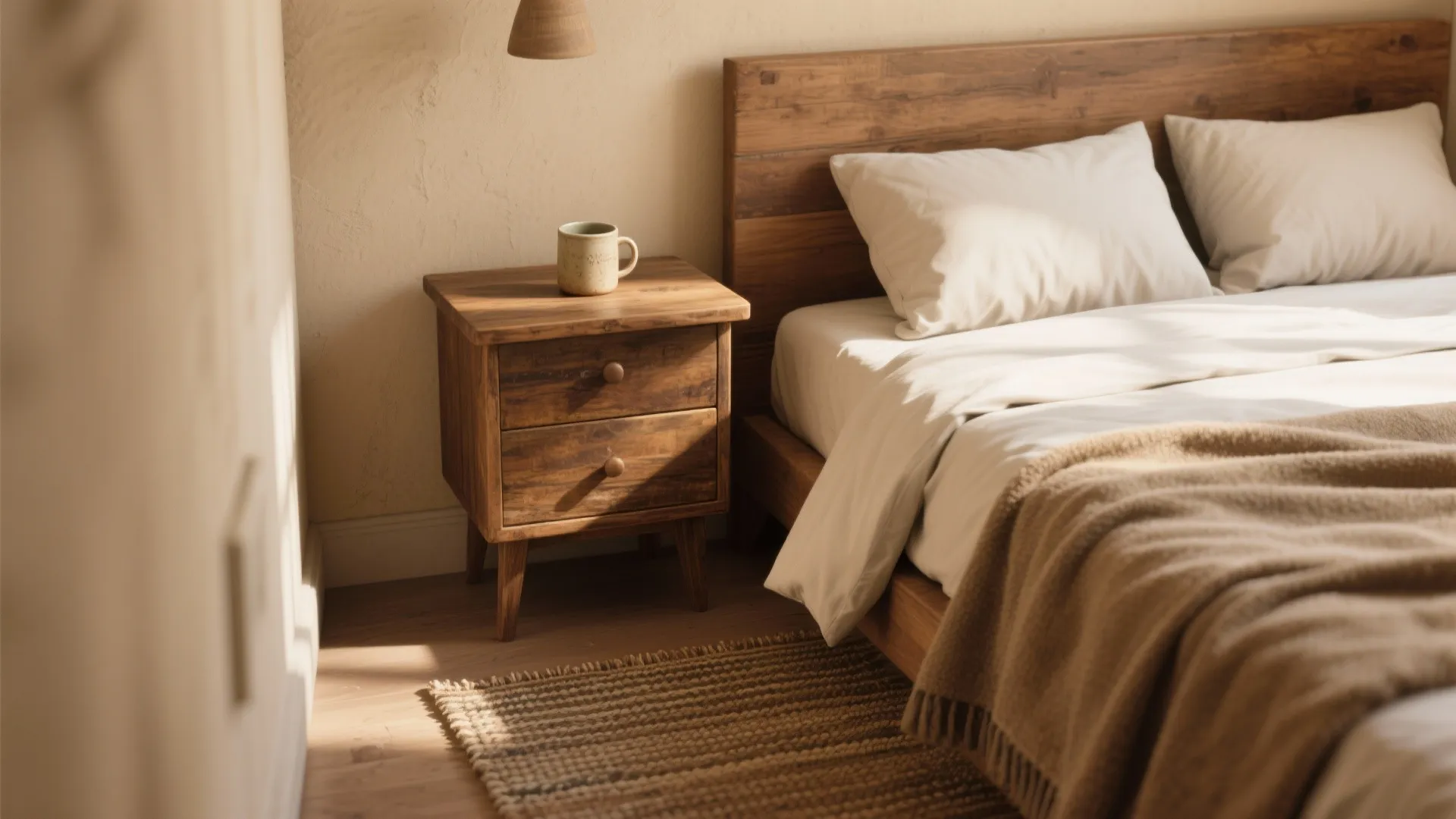 1. Warm Beige + Wood Accents