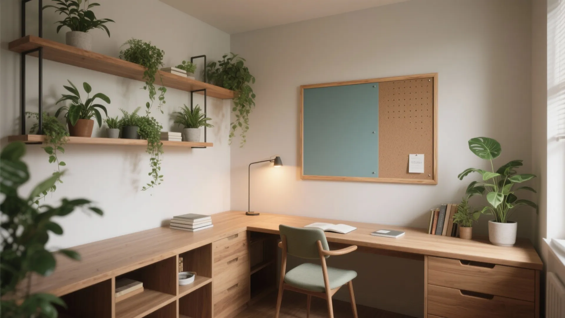 Warm materials, biophilic touches, and color that supports focus