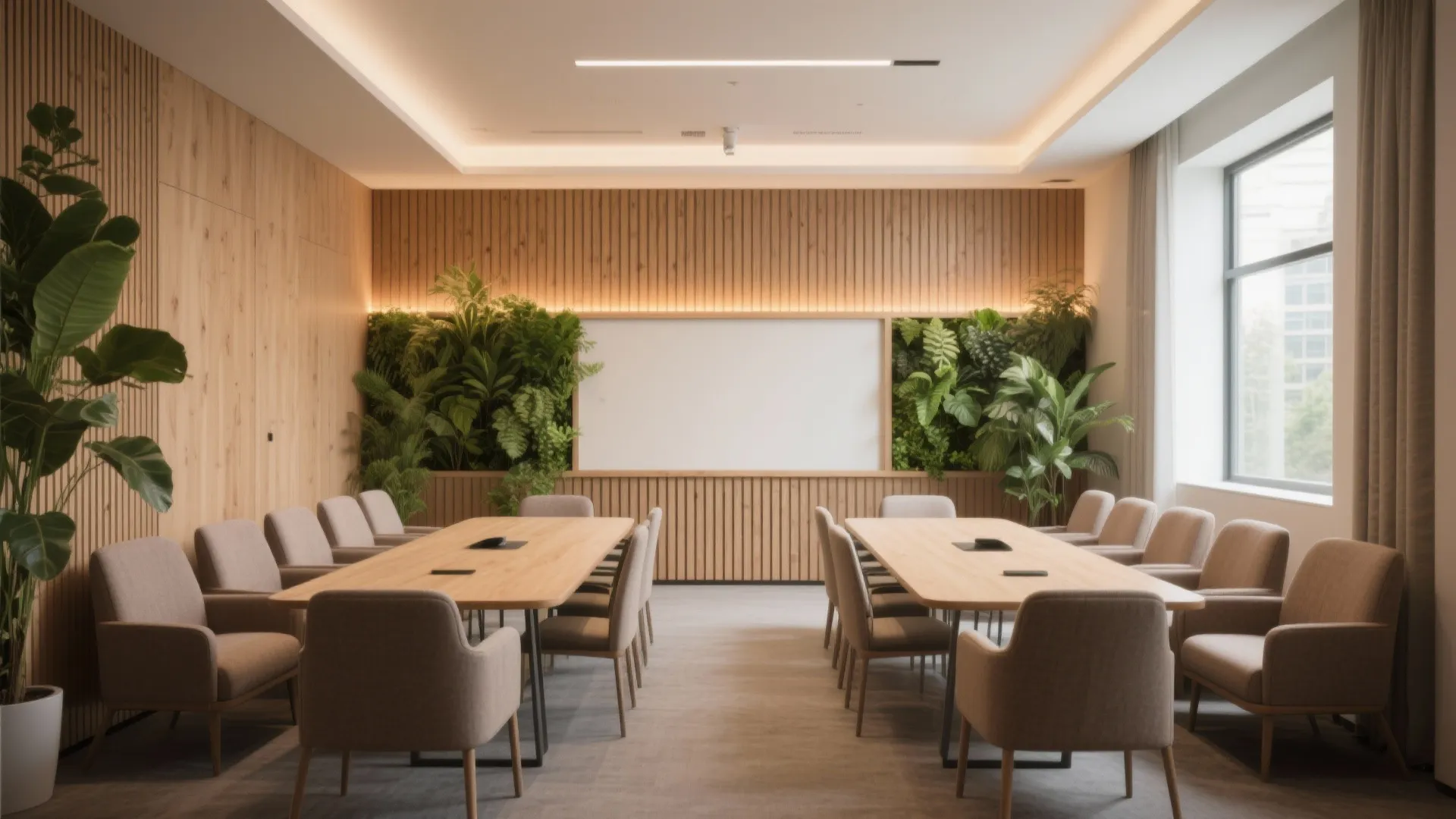 Warm materials and biophilic cues for comfort