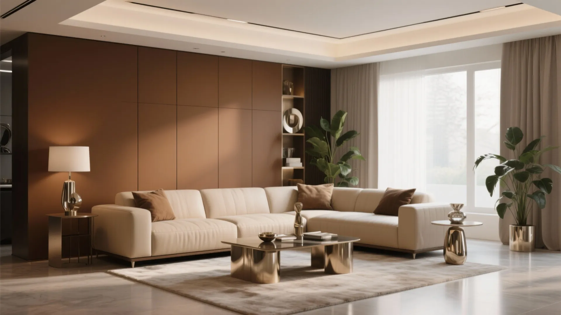 2. Warm Brown Accent Wall