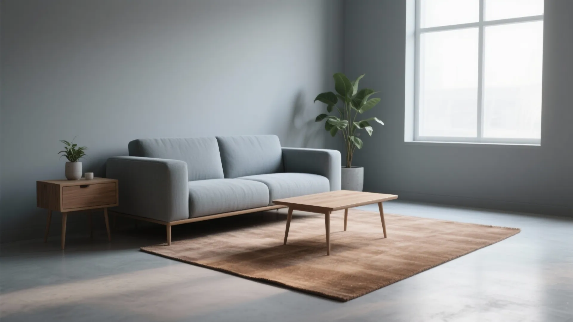 2. Choose a warm light brown rug to balance cool paint colors