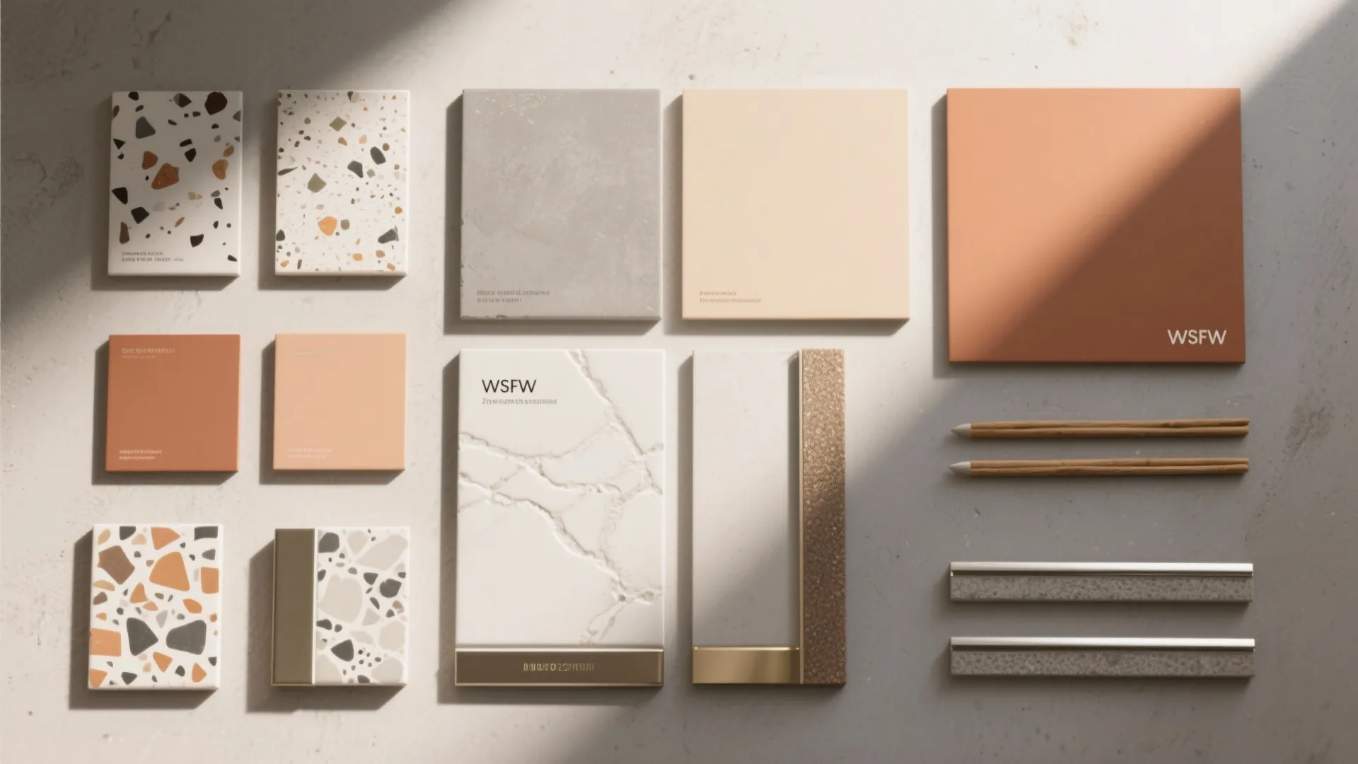 Warm Cement Palettes with Textured Tiles