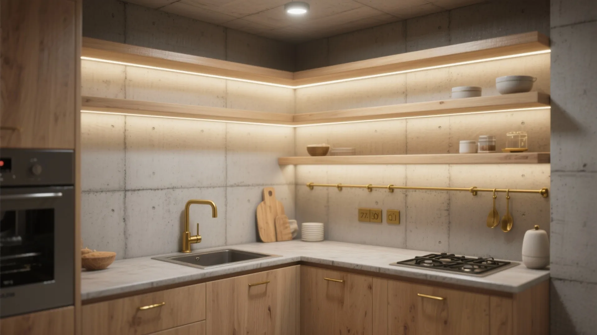 Warm It Up: Wood, Brass, and Soft Lighting with Cement