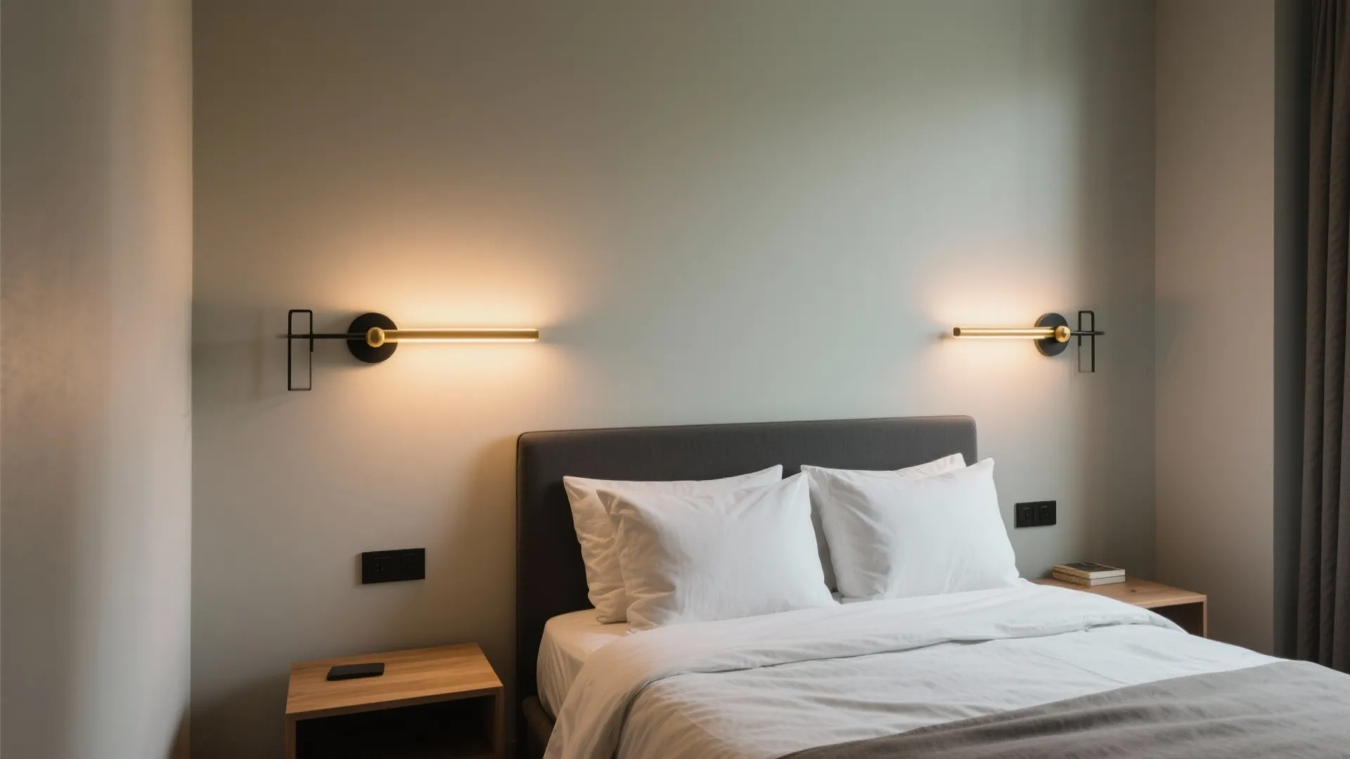 Minimalist warm-dim LED sconces for serene sleep