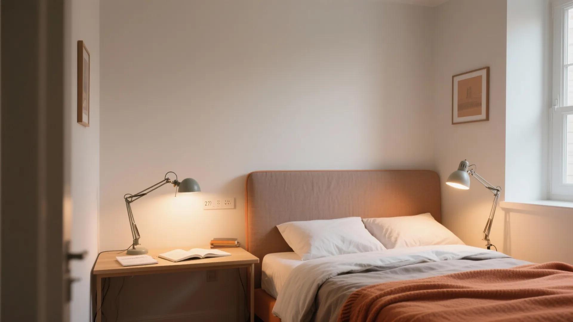 5) Warm Earth Tones with Layered Lighting for Night Study