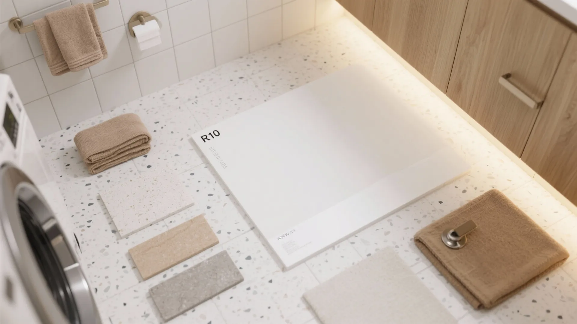 5) Bright, wipeable finishes with warm texture for comfort