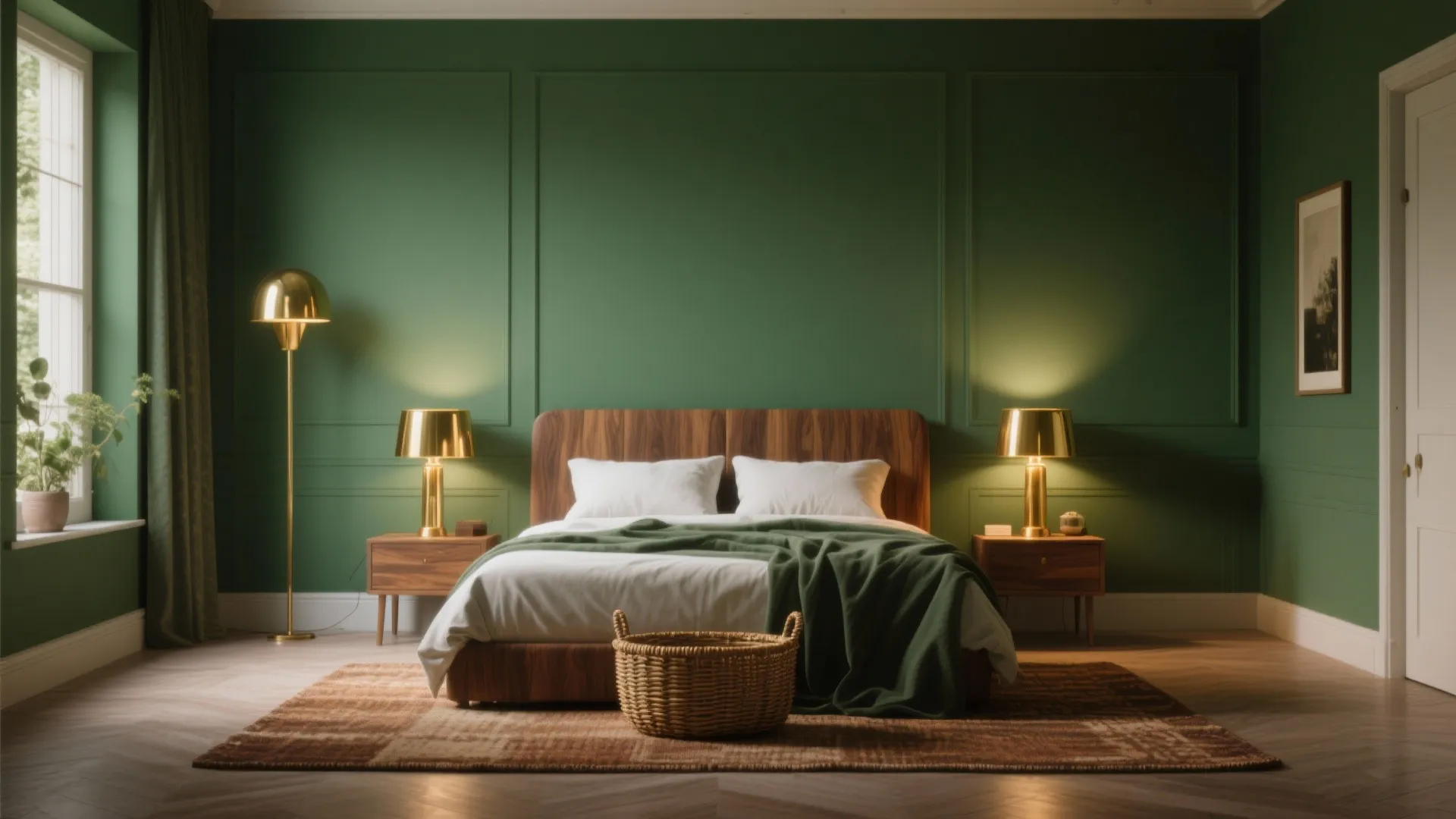 4. Balance green with warm finishes and lighting