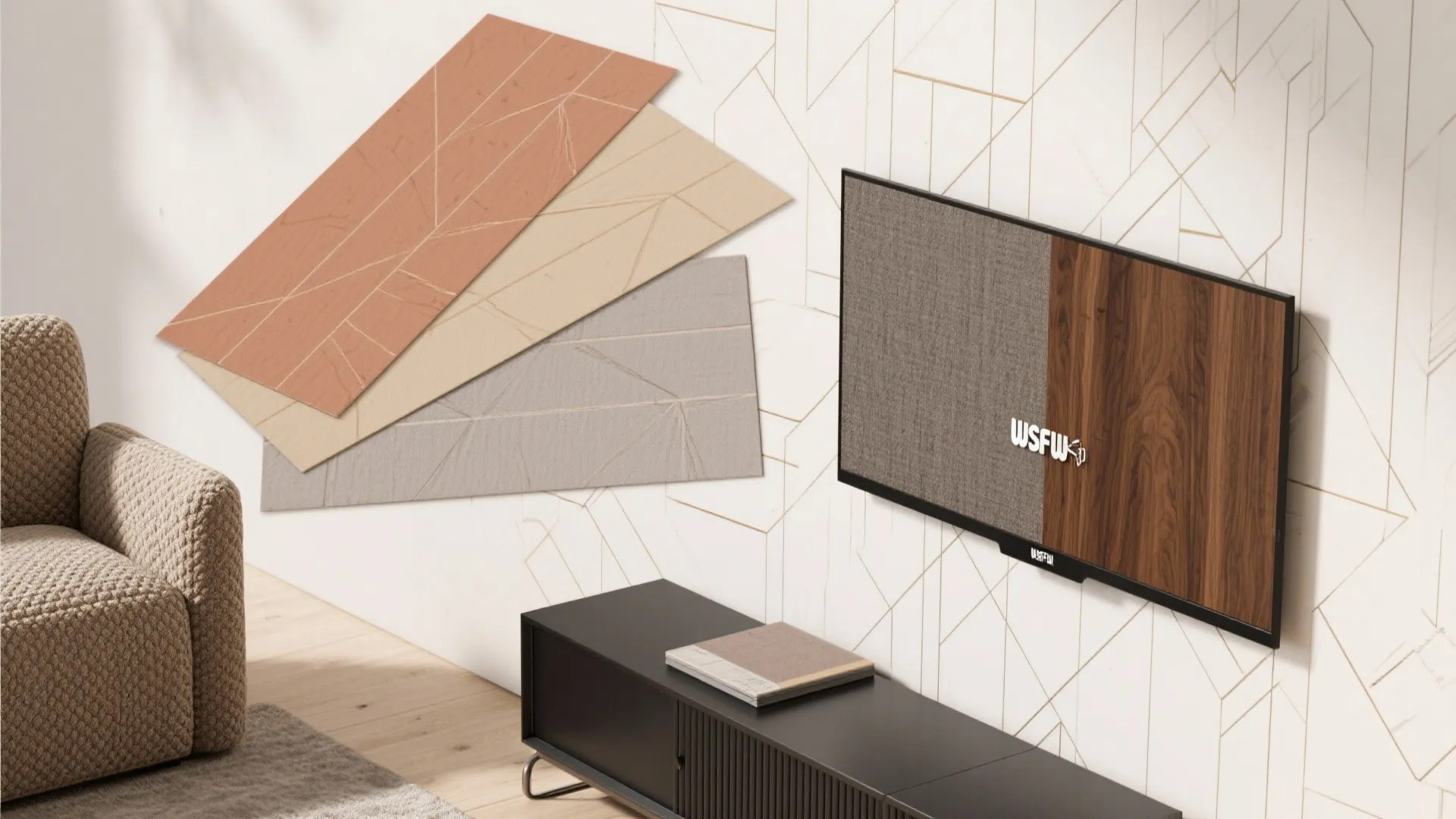 4) Warm Minimalist Geometrics (Soft Lines, Soft Palette)