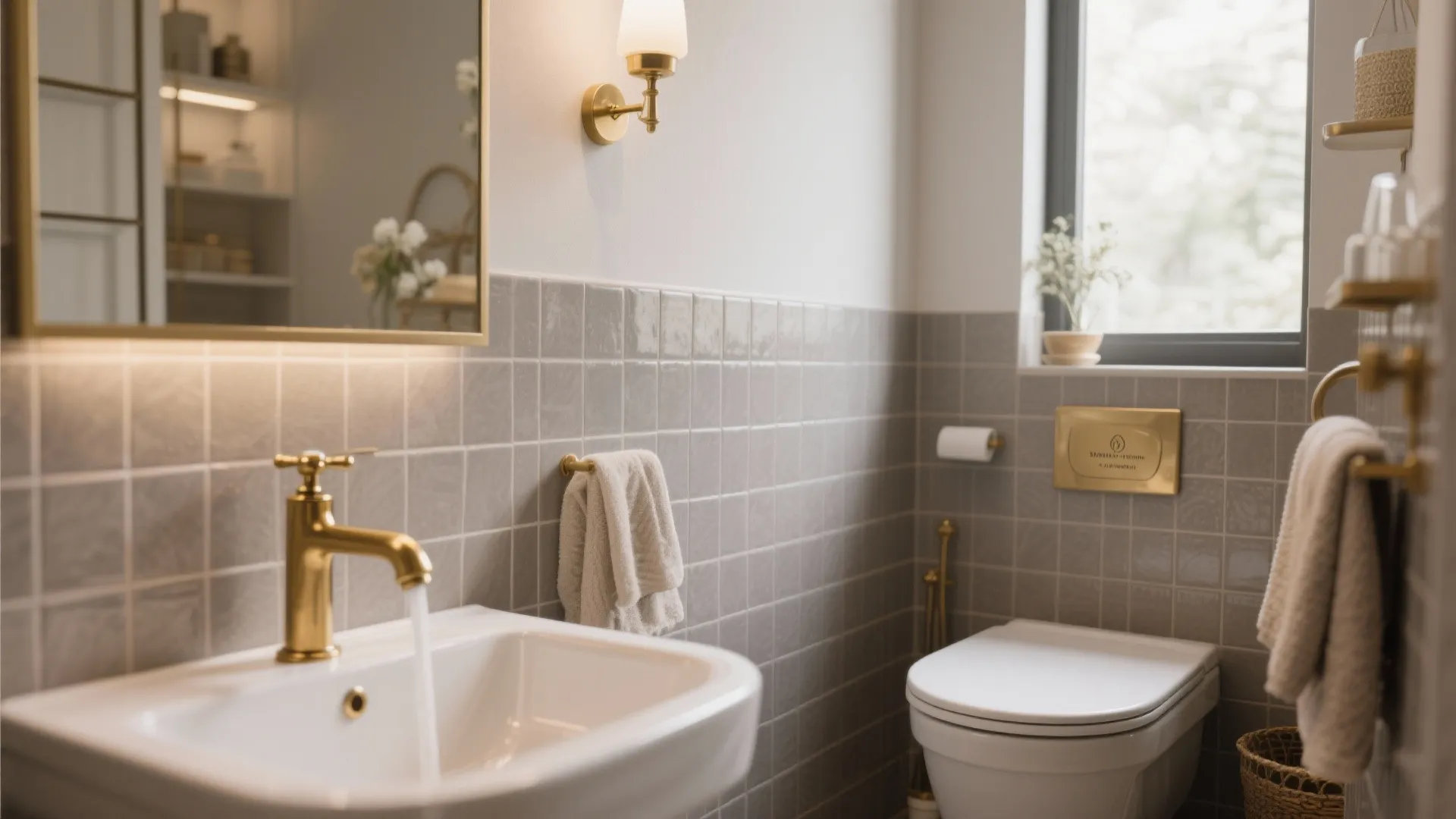 4. Warm Gray + Brass Fixtures