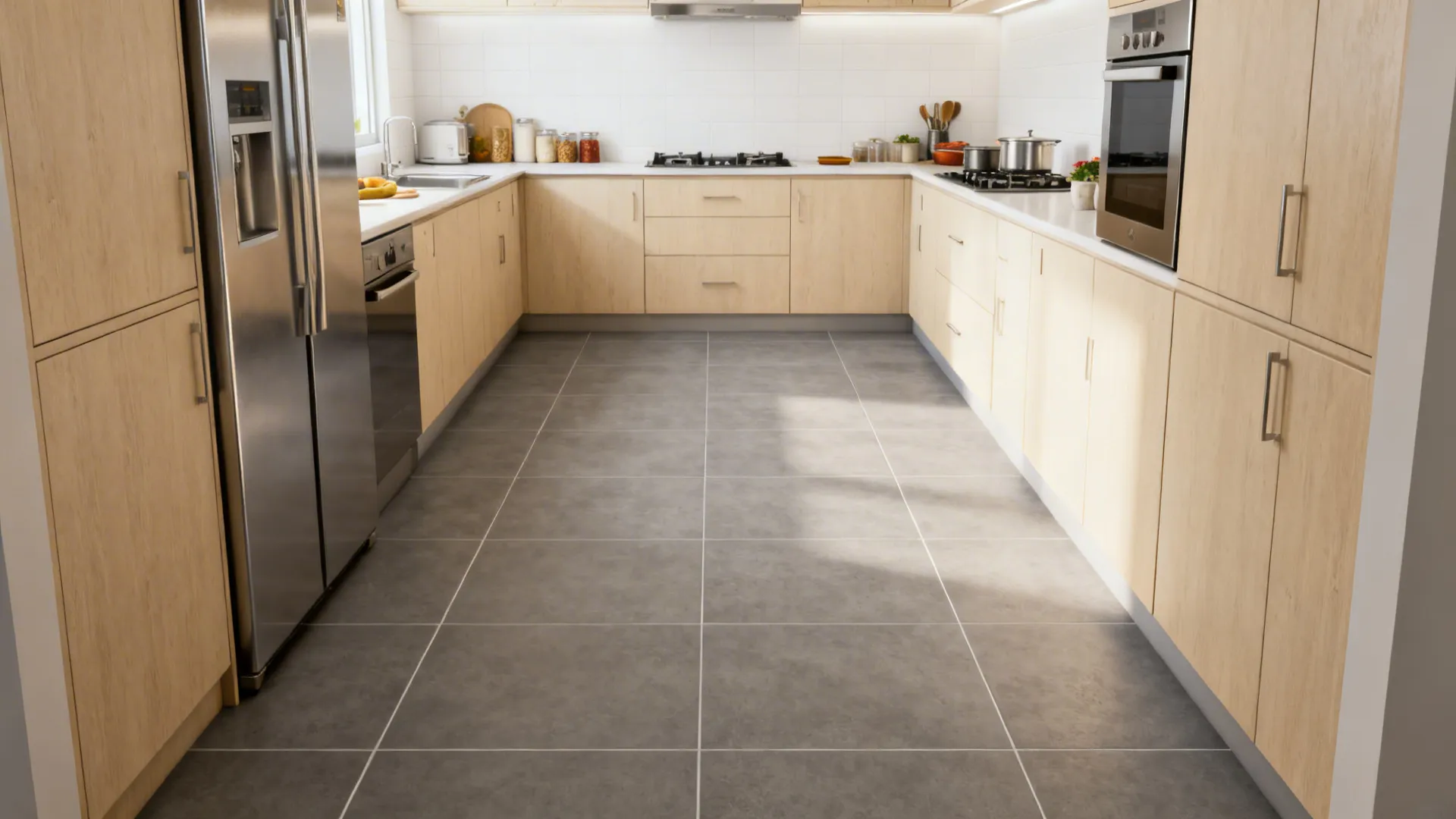 2) Warm Gray Porcelain Floor Tiles