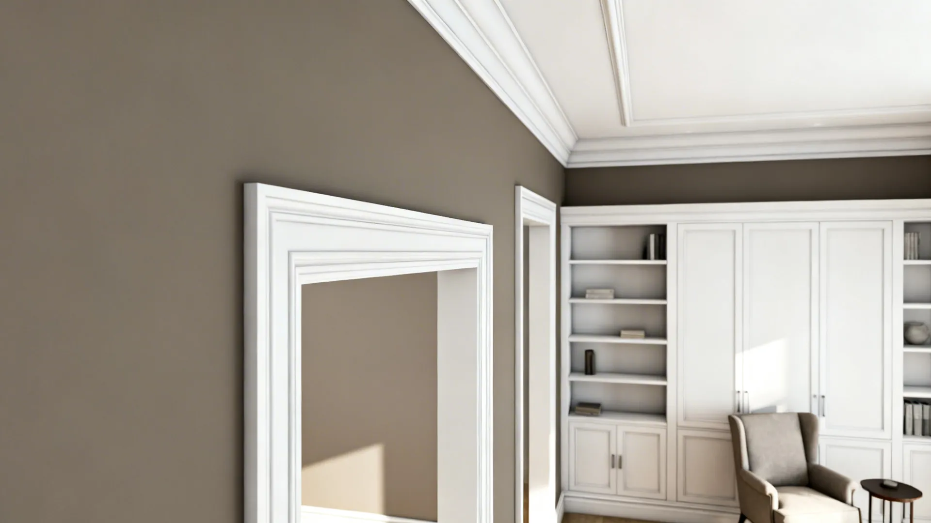 1. Warm Gray Base with Crisp White Trim