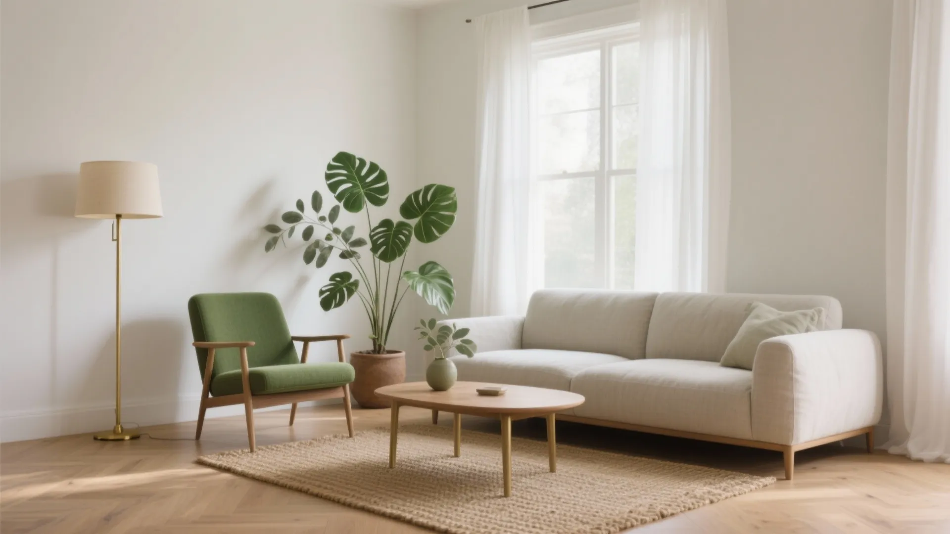 Warm Minimal Neutrals with a Botanical Green