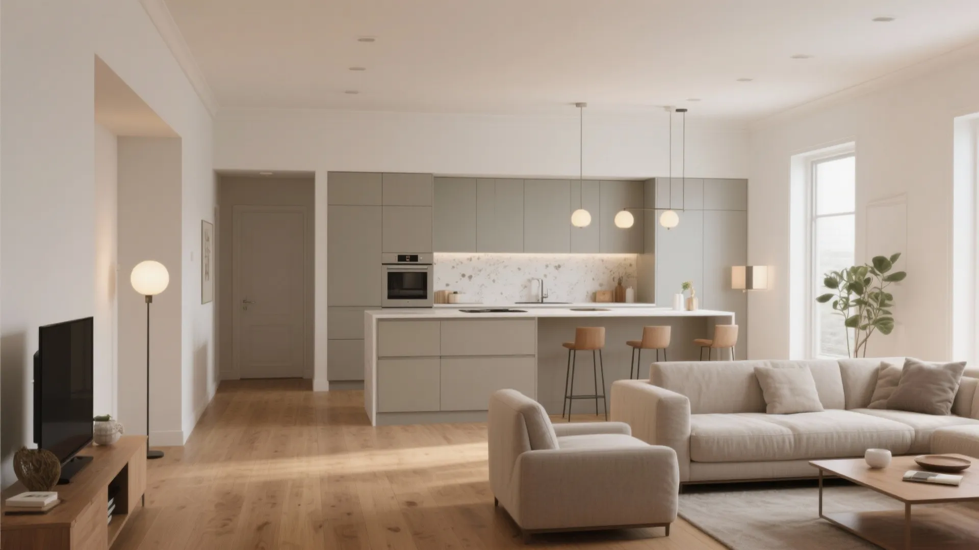 1. Warm White with a Soft Greige Accent