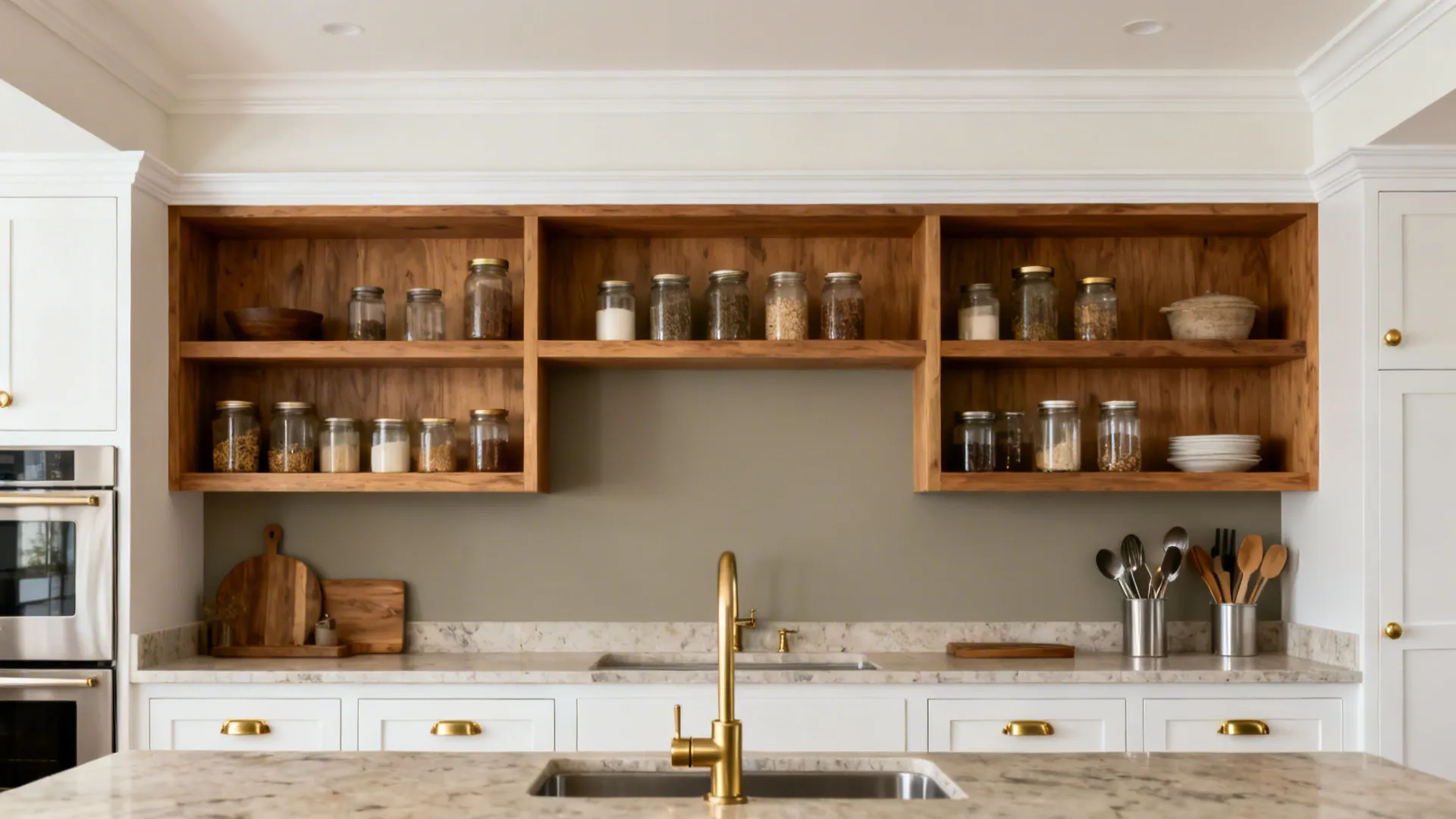 1) Warm Greige Feature Wall with Satin Finish