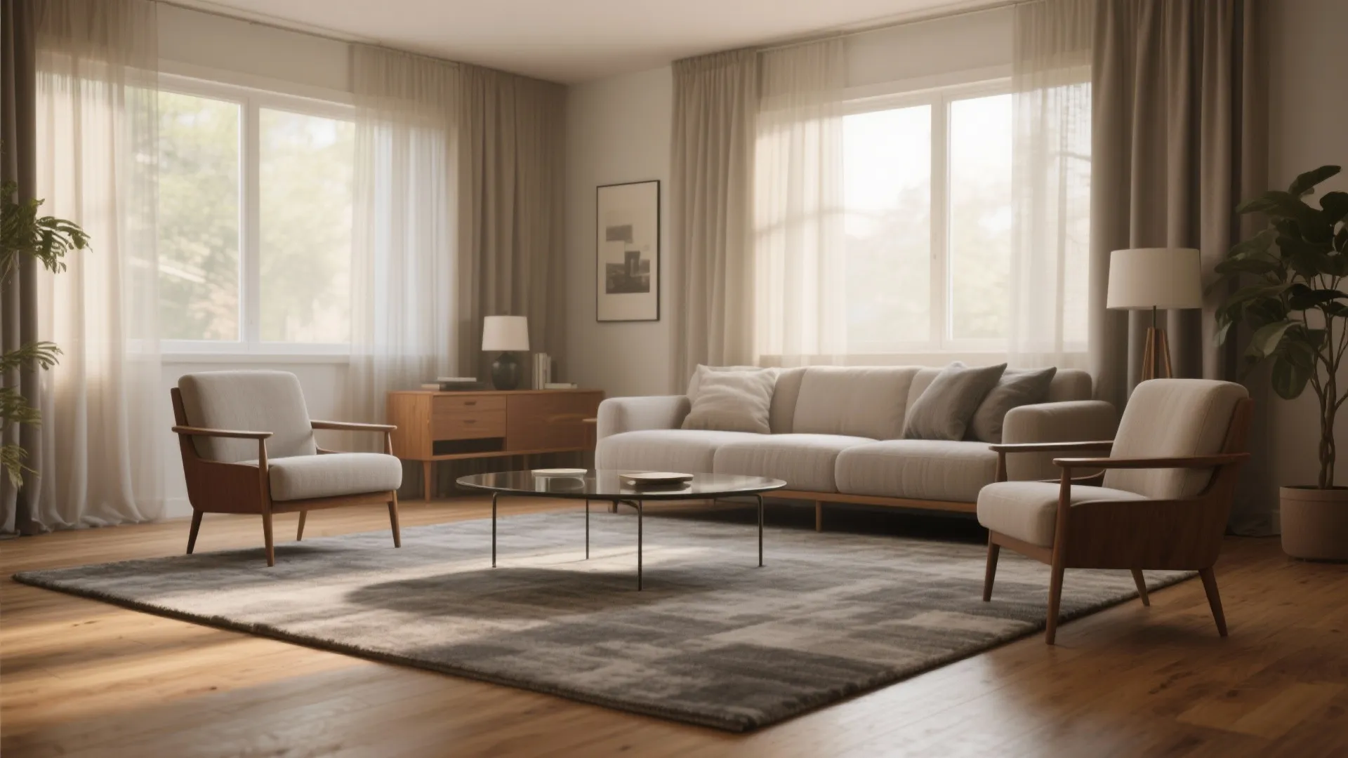 2. Warm Gray with Natural Wood