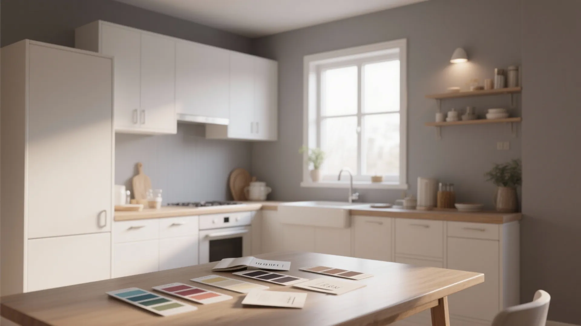 1. Warm Grey Walls with Crisp White Cabinets