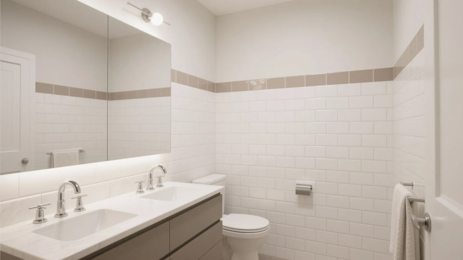 Monochrome Palette with Warm Grout Accents