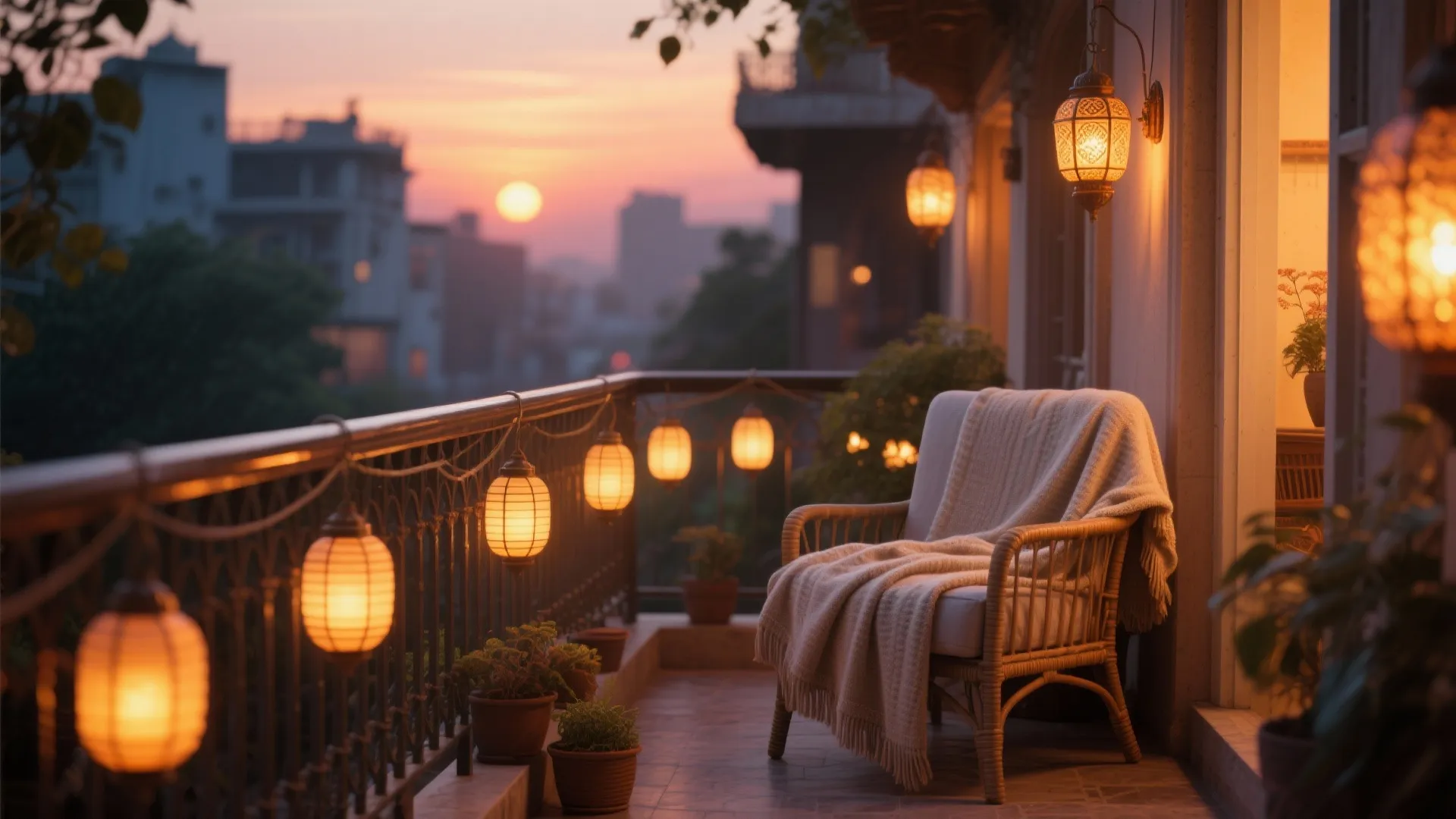 Warm lighting with lanterns