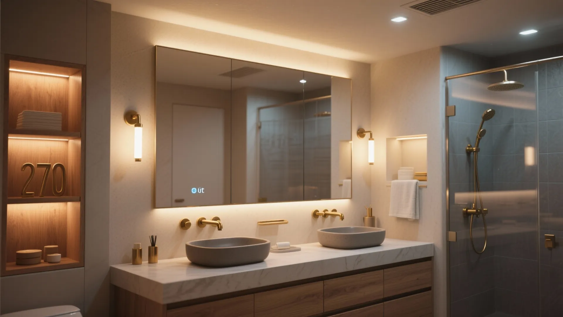 4. Warm Lighting and Layered Fixtures
