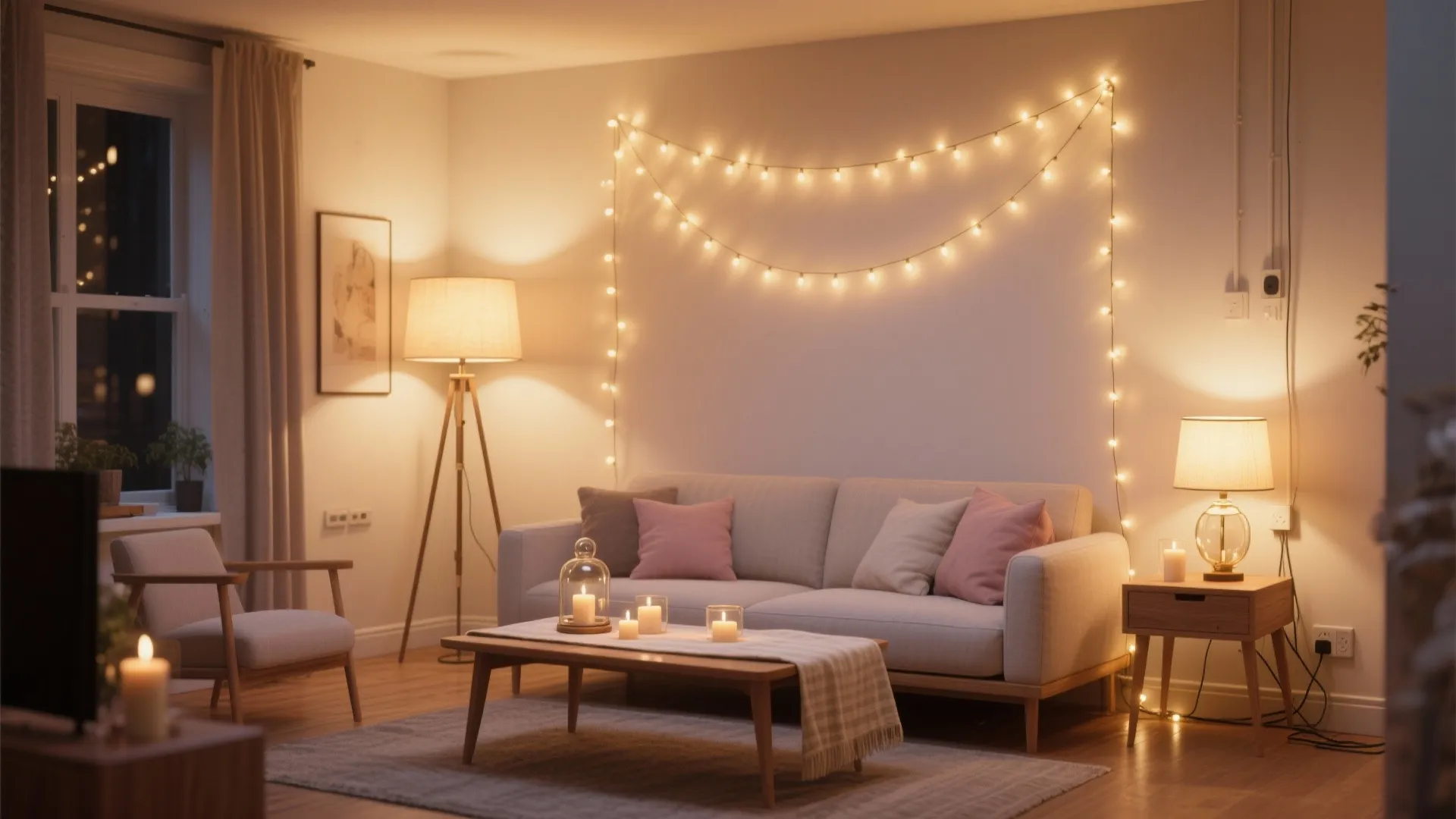 Warm layered lighting for instant romance