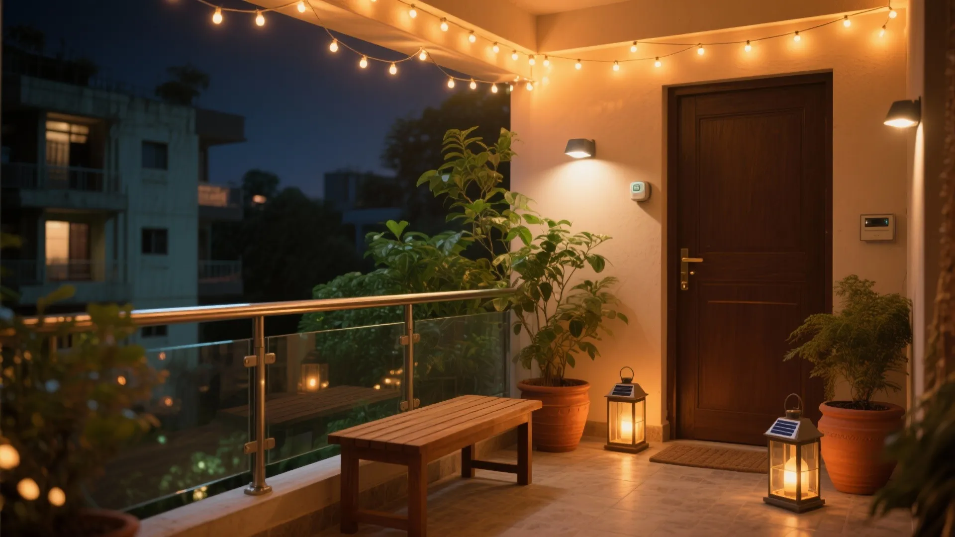 Layered Lighting: Warm LEDs, Solar Lanterns, and Accent Glow