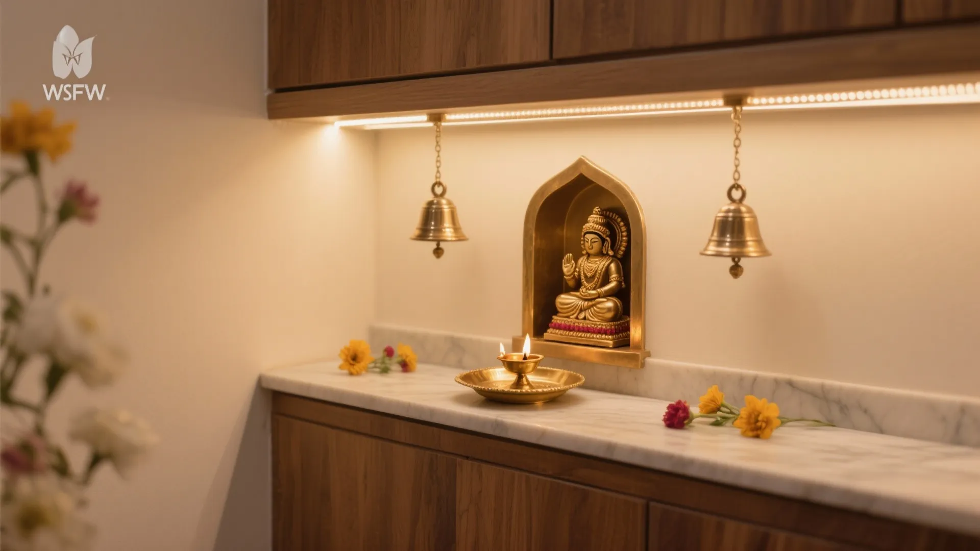 Warm Lighting and Brass Accents